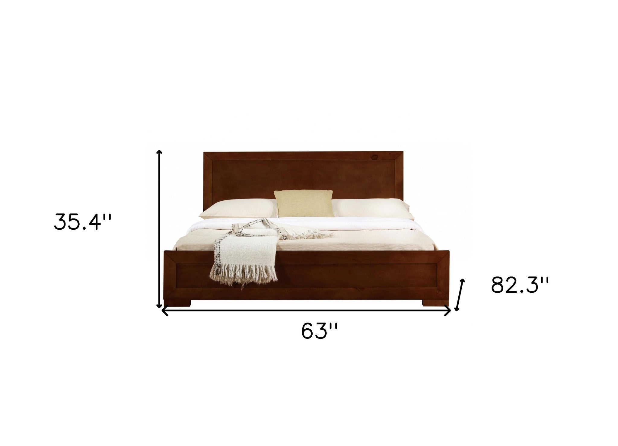 Brown Solid and Manufactured Wood Queen Bed Frame