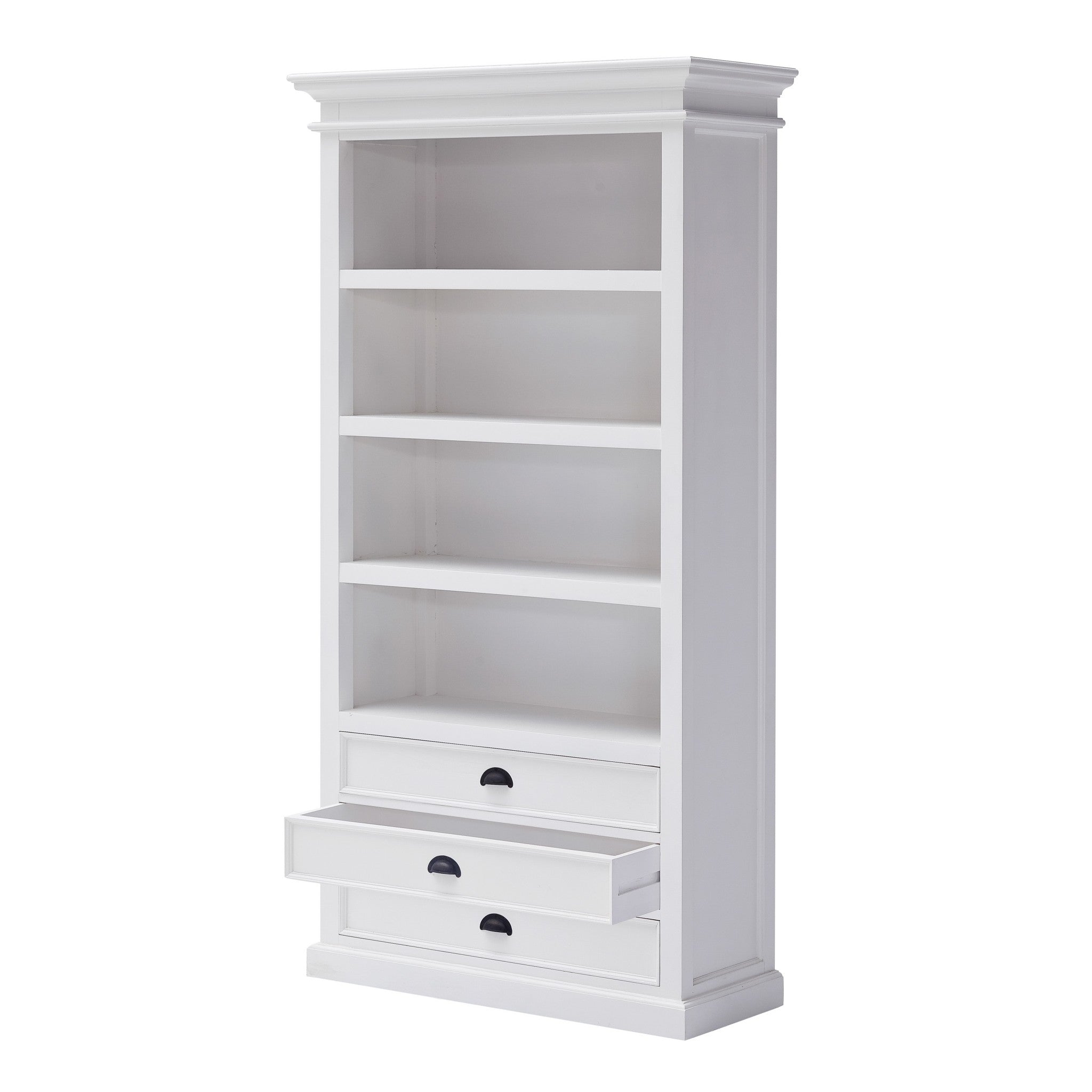 75" White Solid Wood Four Tier Bookcase