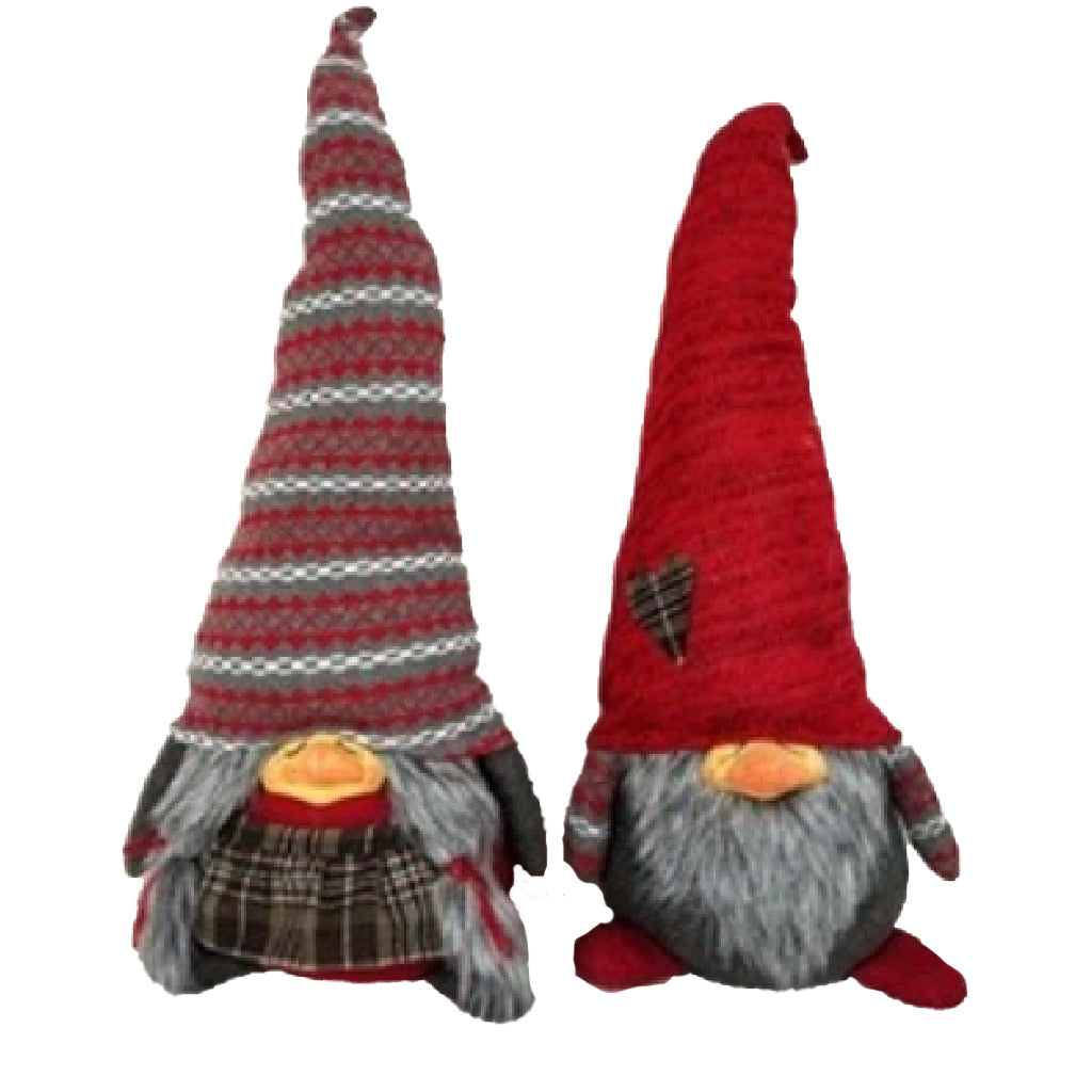 Red and Gray Holiday Plaid Girl Gnome