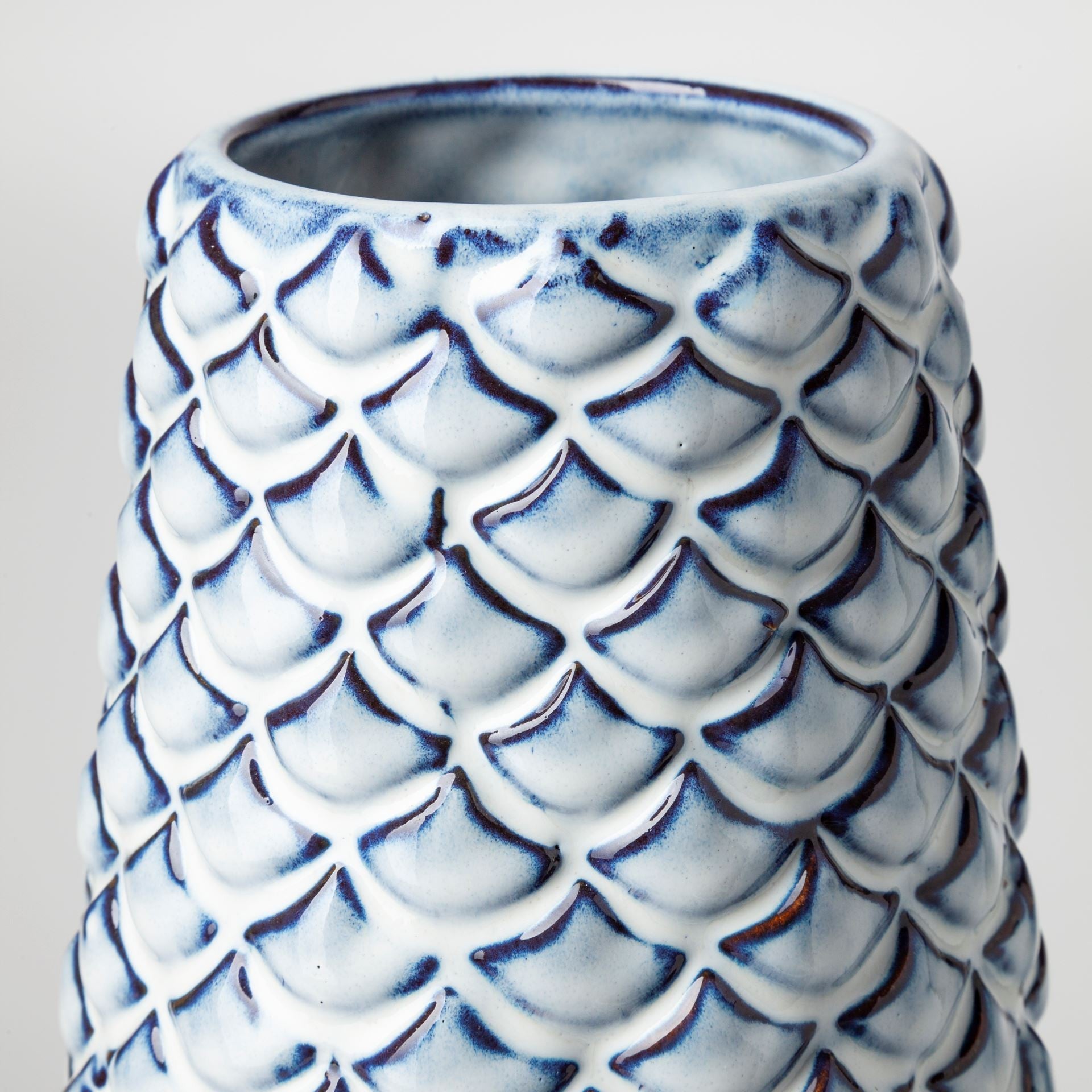 16" Ceramic Blue Abstract Oval Table Vase