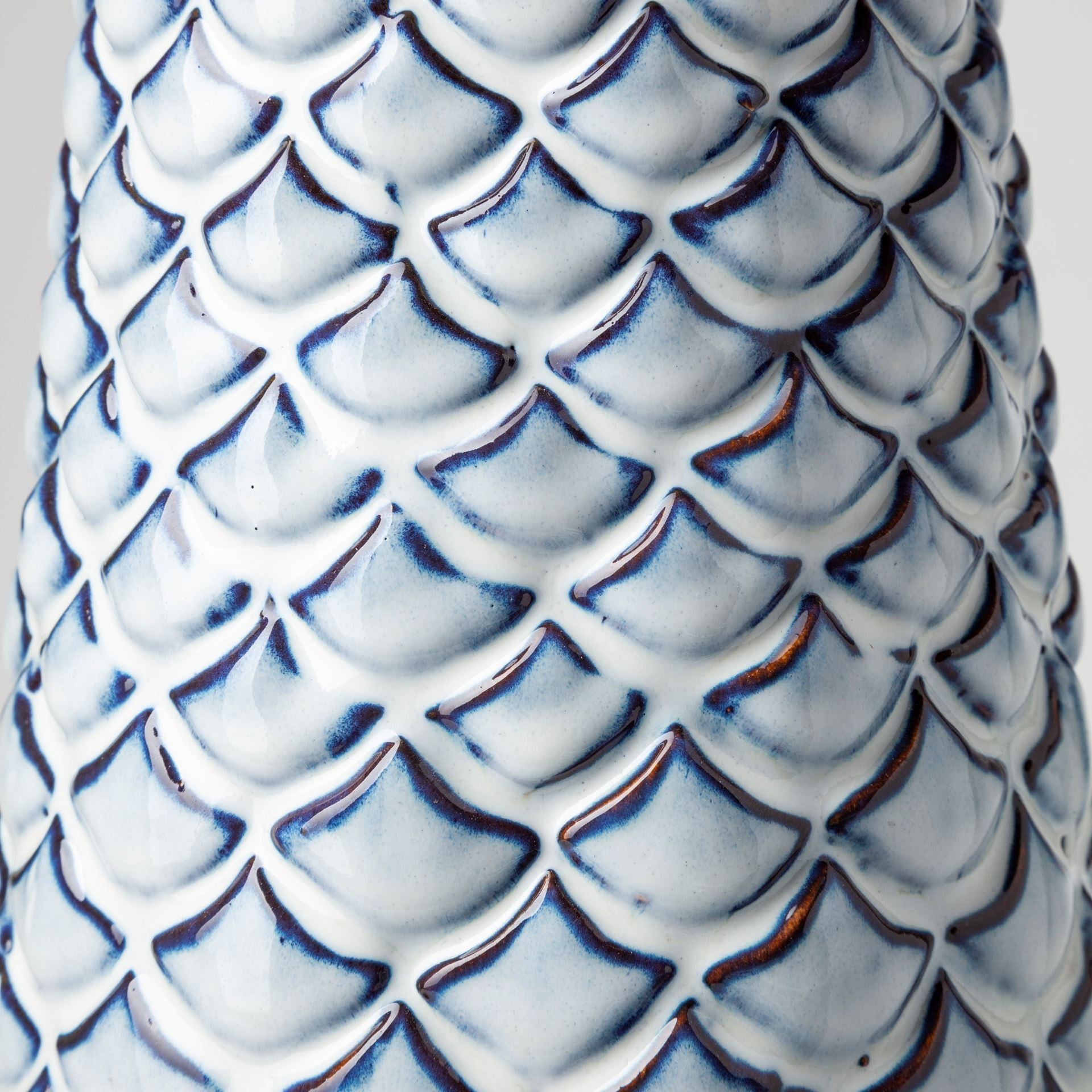 16" Ceramic Blue Abstract Oval Table Vase