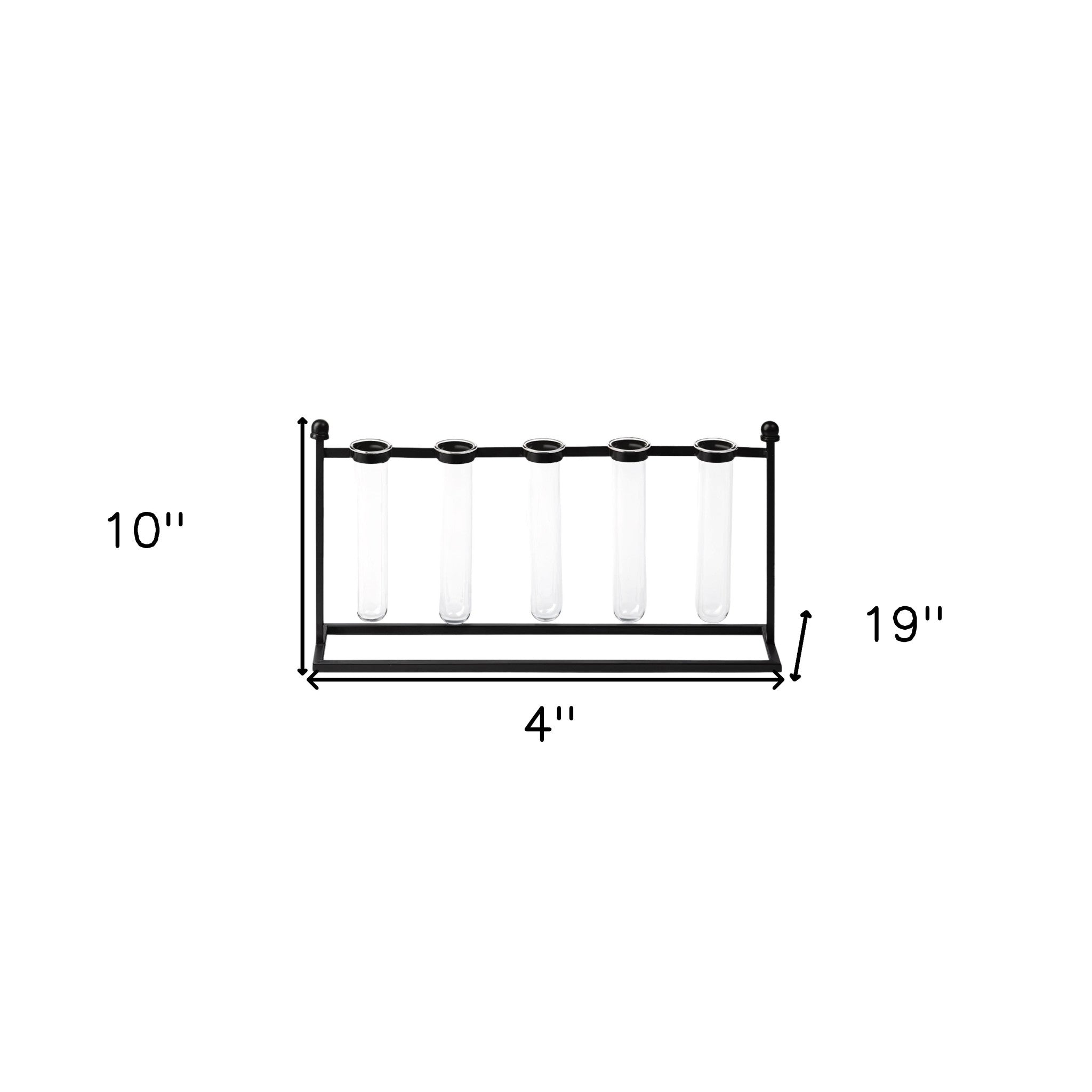 Black Metal Five Test Tube Vase