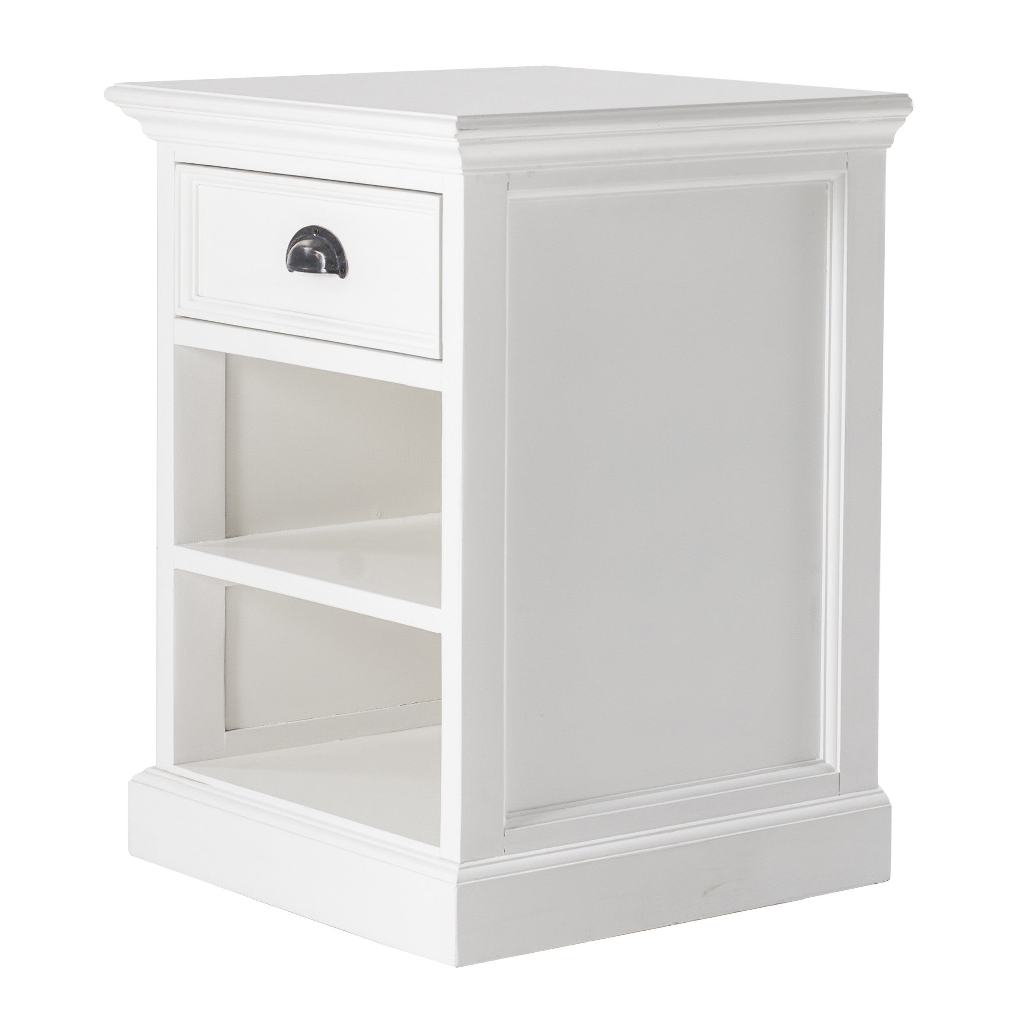 24" Distressed White One Drawer Solid Wood Nightstand