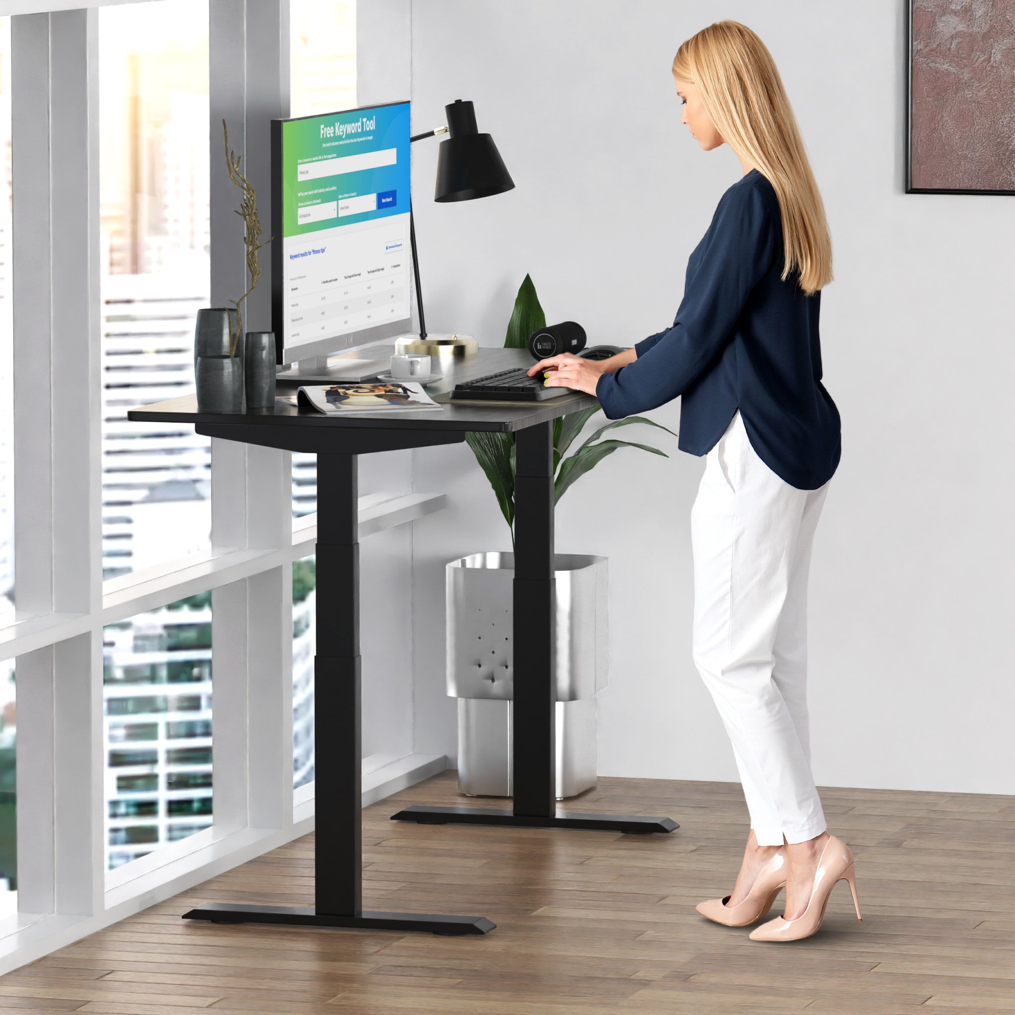 Premier Black Dual Motor Electric Office Adjustable Standing Desk