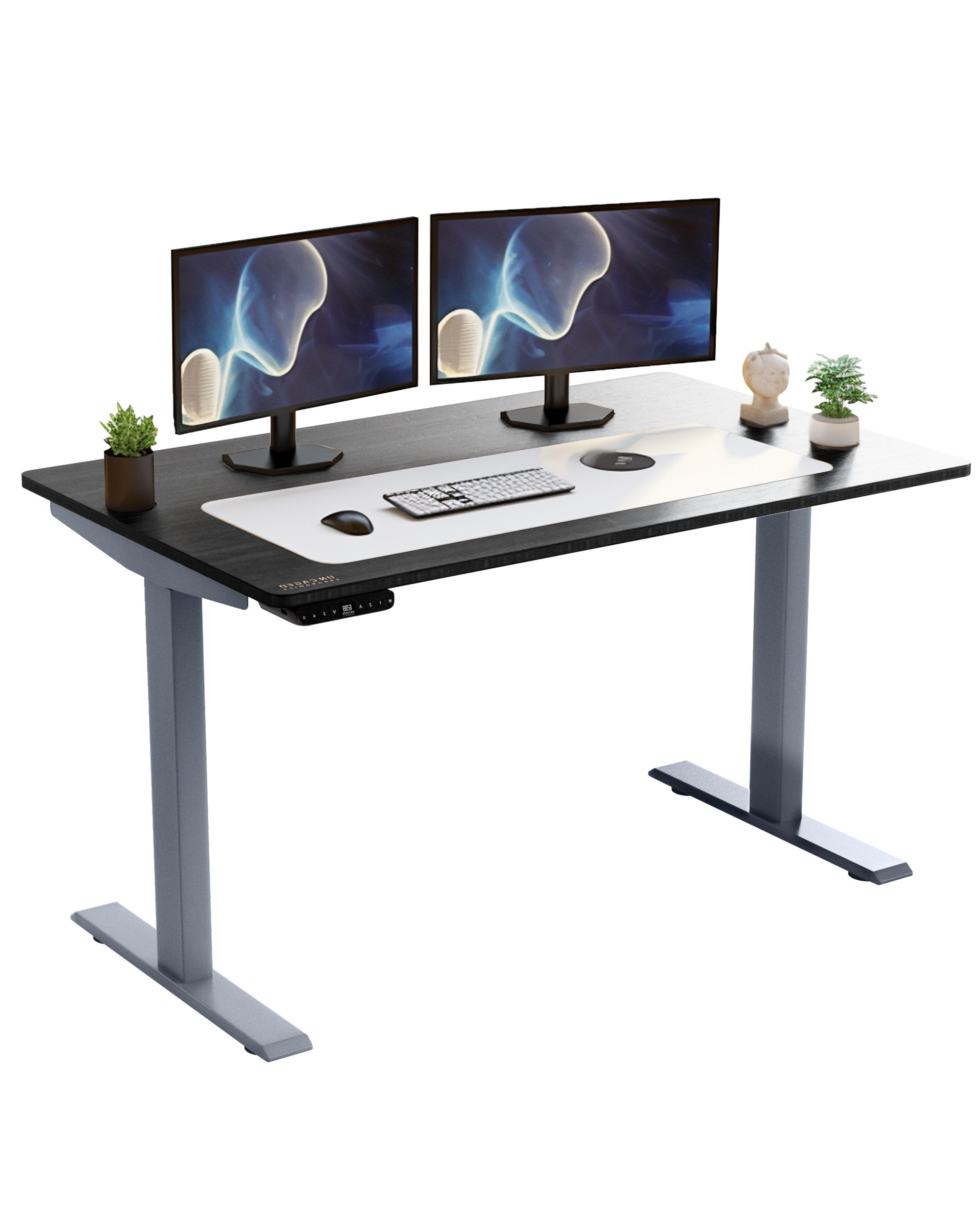 30" Adjustable Black and Gray Stainless Steel Standing Desk