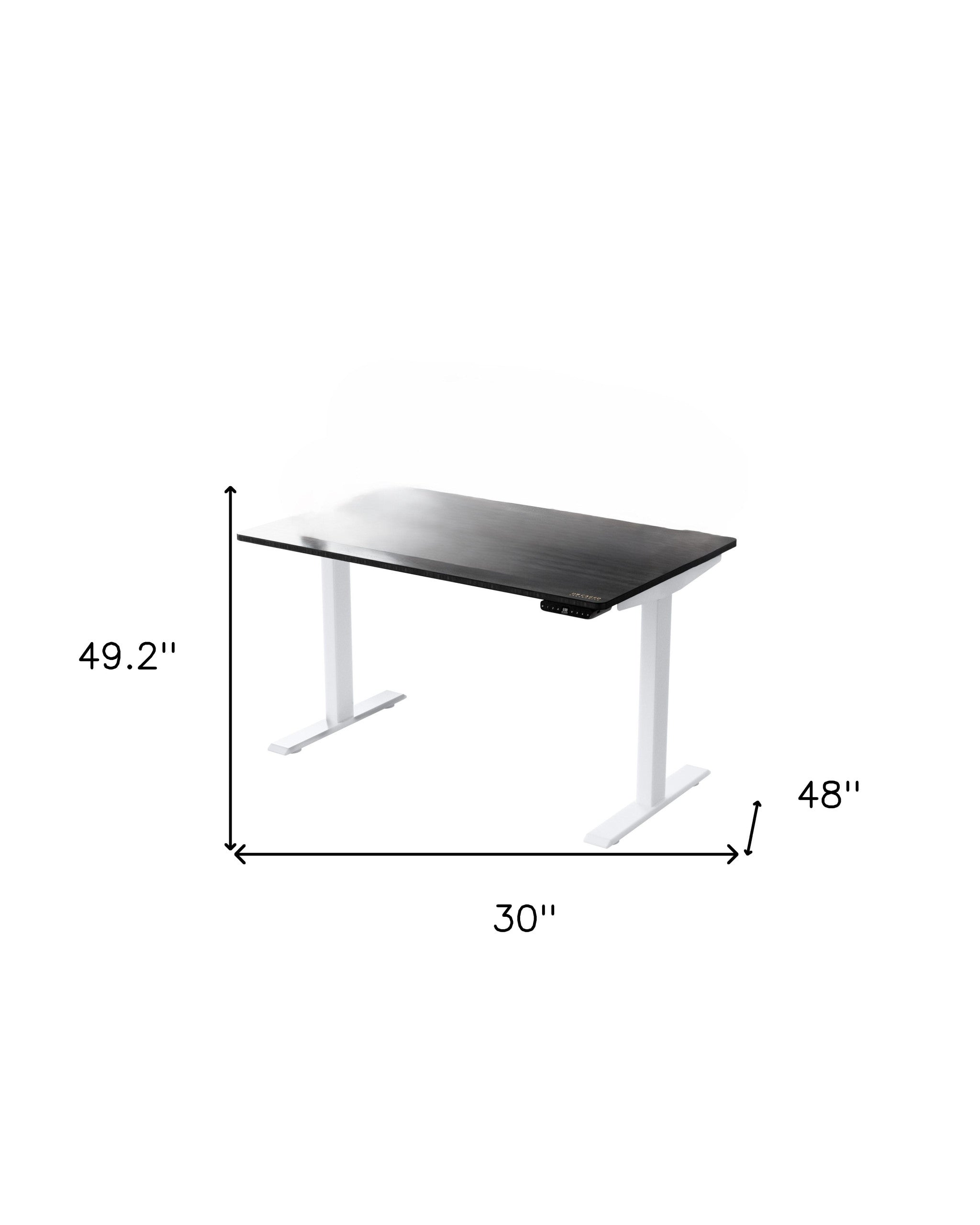 30" Adjustable Black and White Stainless Steel Computer Desk