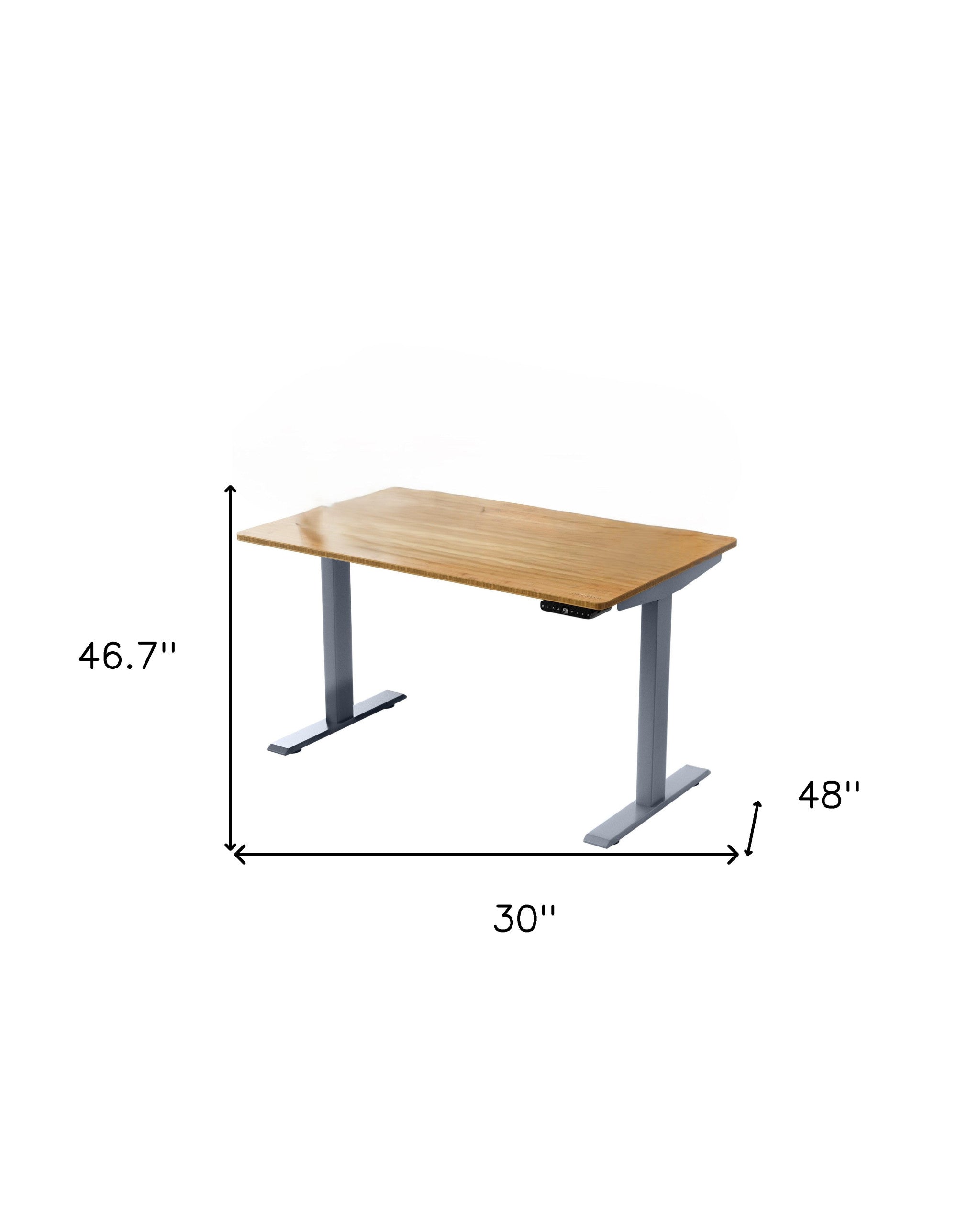 30" Adjustable Brown and Gray Stainless Steel Computer Desk