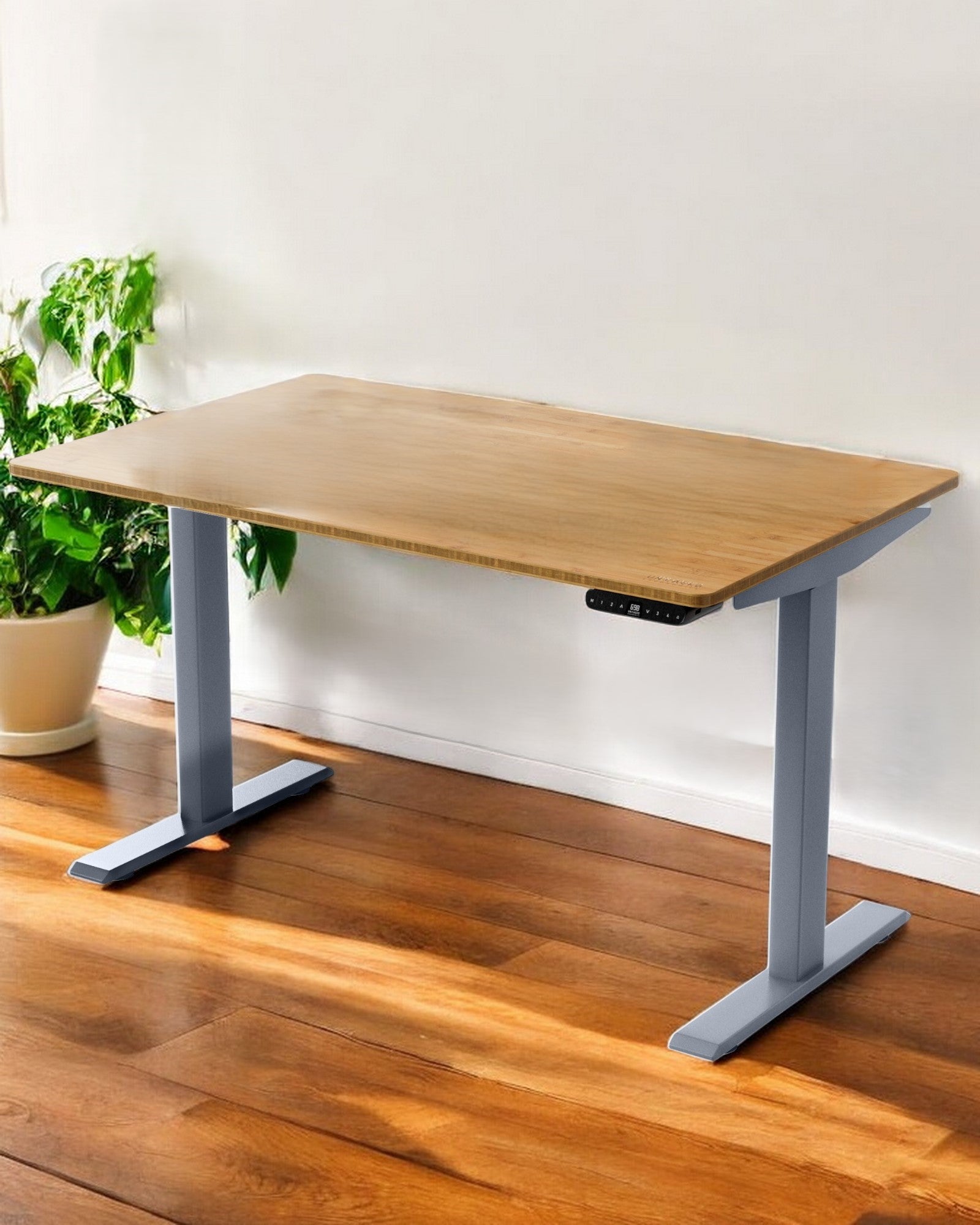 30" Adjustable Brown and Gray Stainless Steel Computer Desk