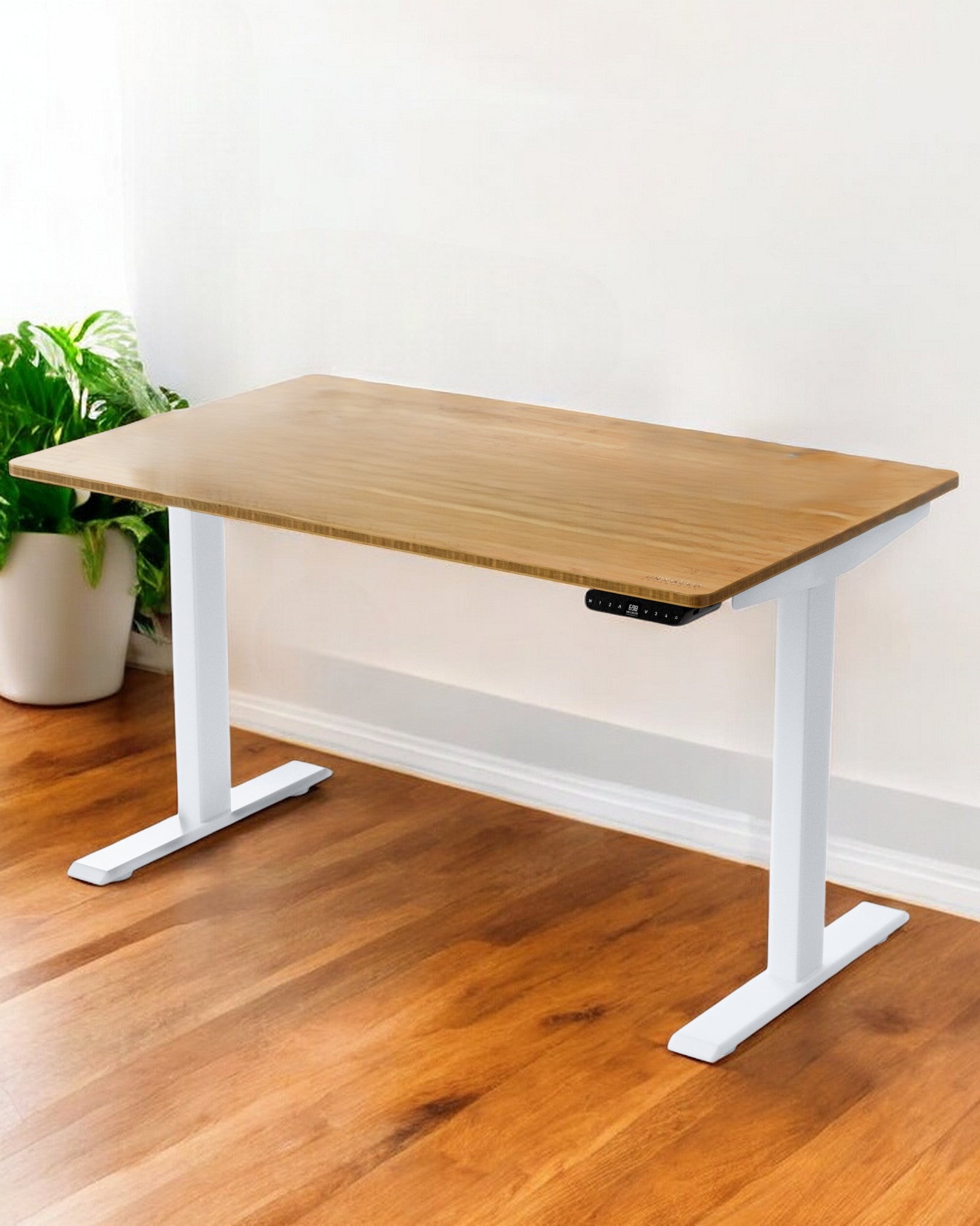 30" Adjustable Brown and White Stainless Steel Computer Desk