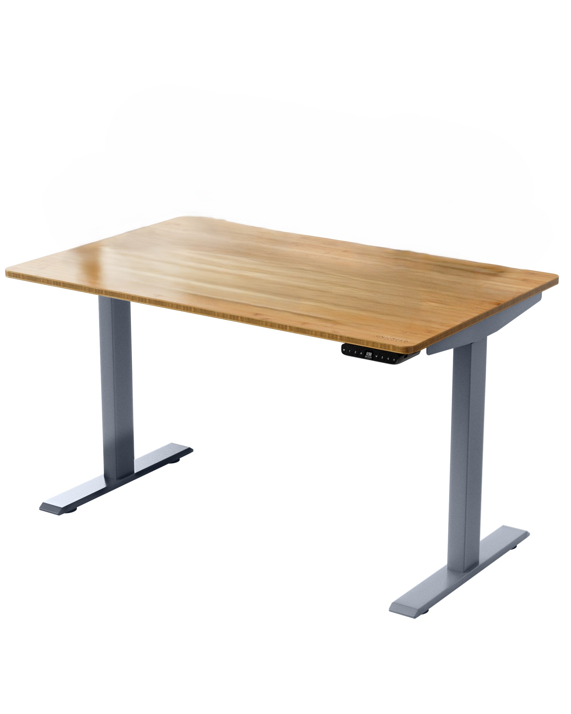 30" Adjustable Brown and Gray Stainless Steel Computer Desk