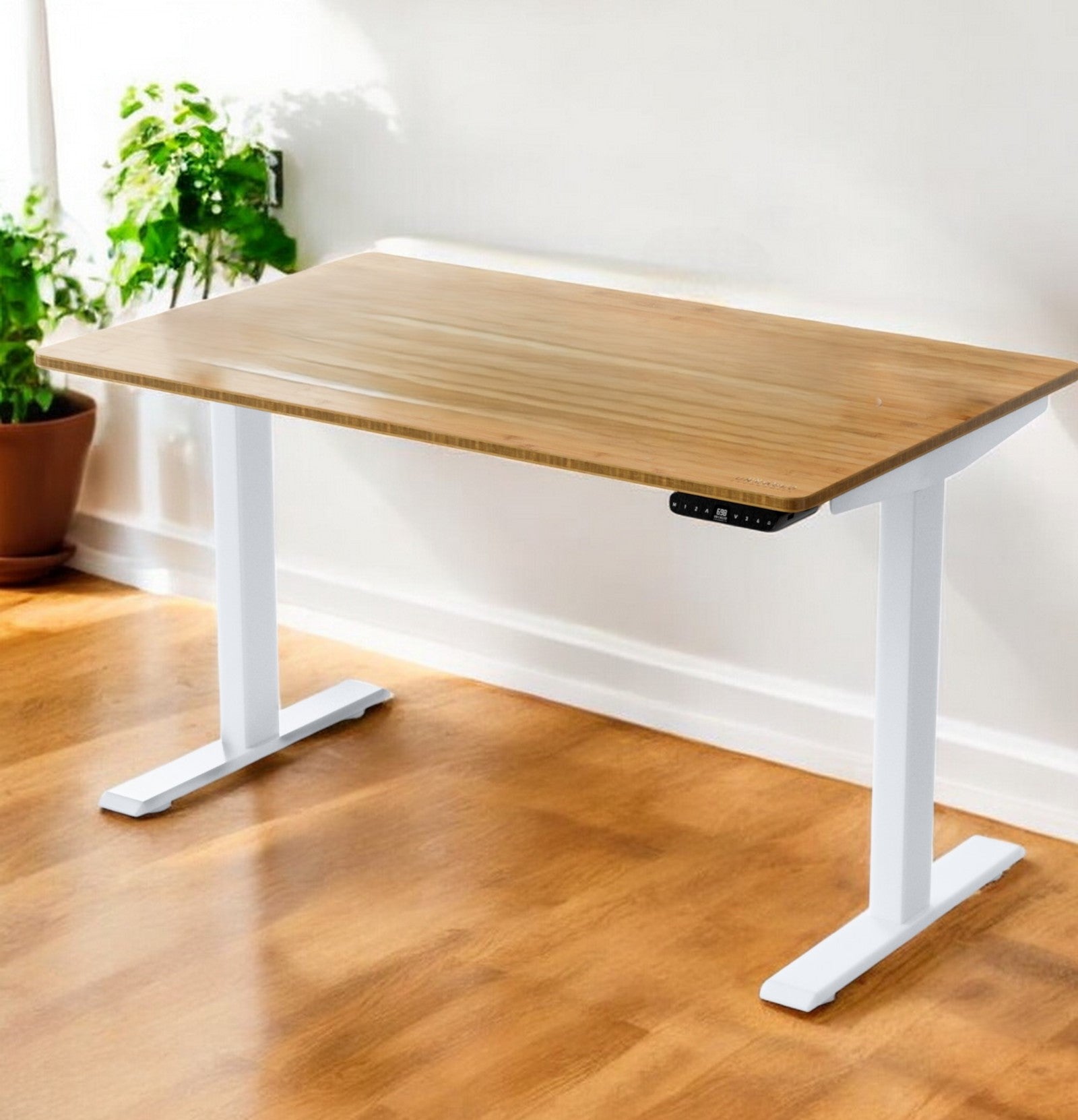 30" Adjustable Brown and White Stainless Steel Computer Desk