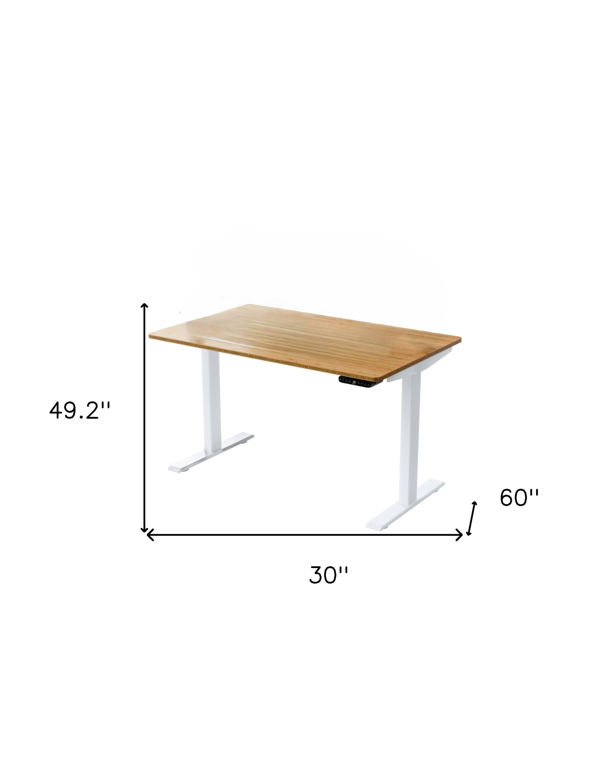 30" Adjustable Brown and White Stainless Steel Computer Desk