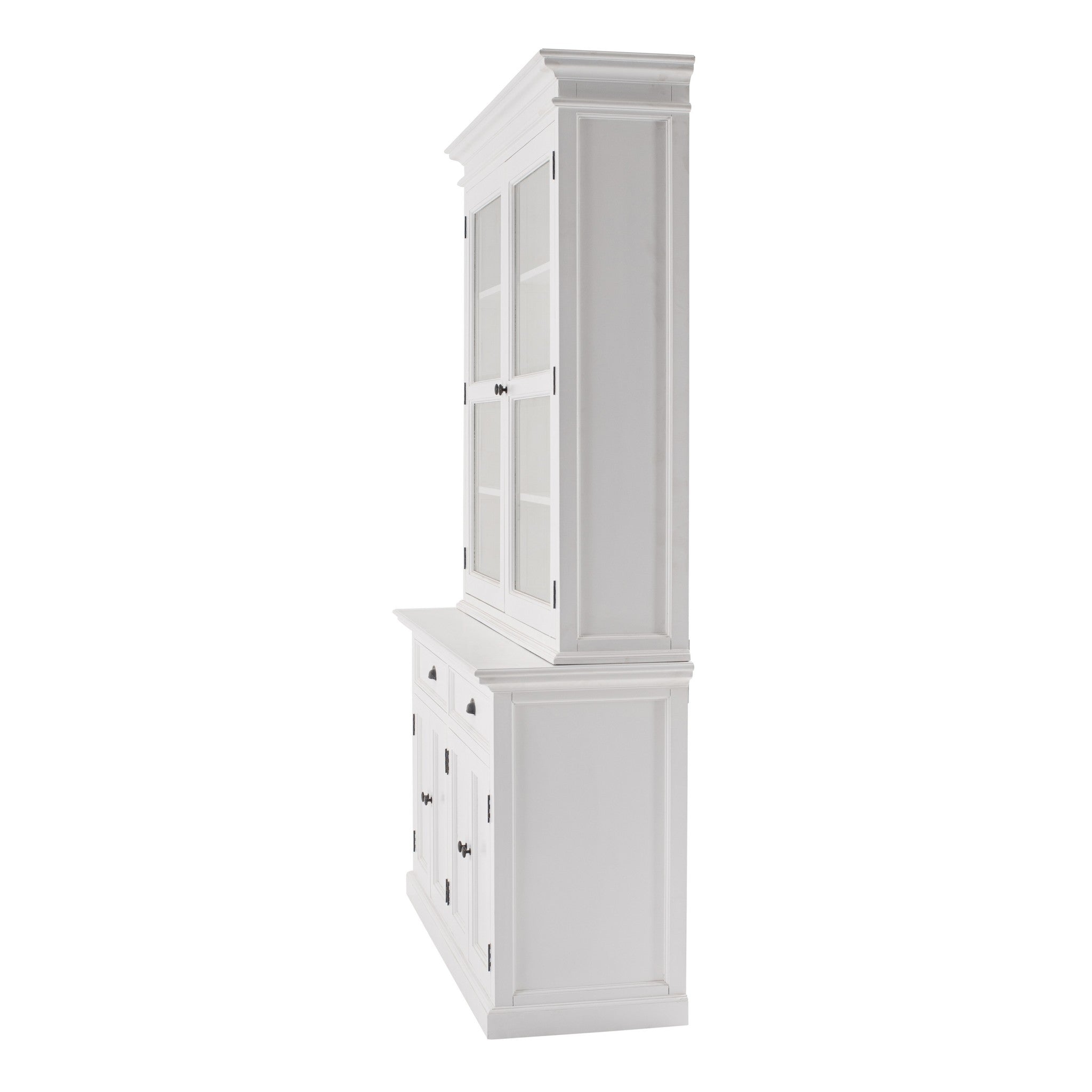 57" White Solid Wood Frame Dining Hutch With Twelve Shelves And Two Drawers