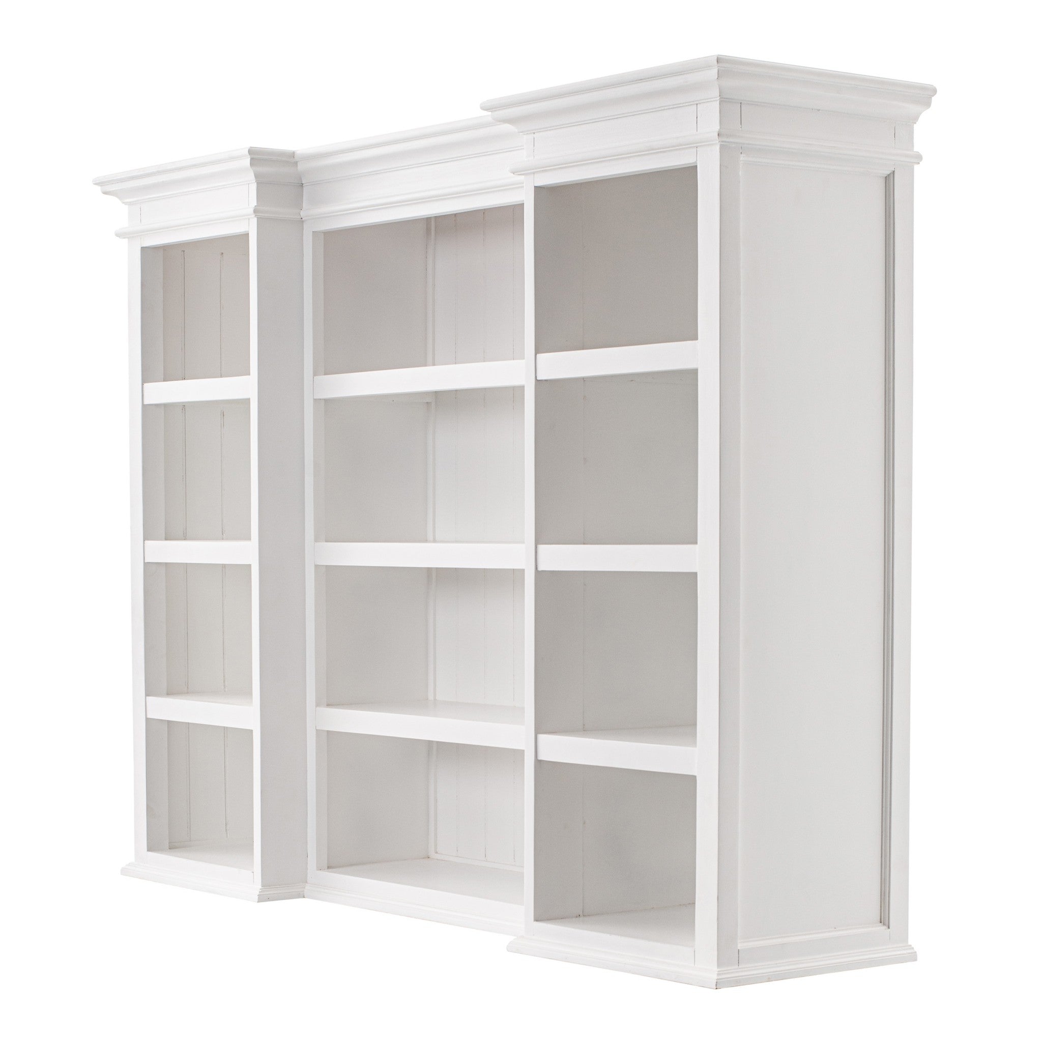 71" White Dining Hutch With Twelve Shelves And Three Drawers