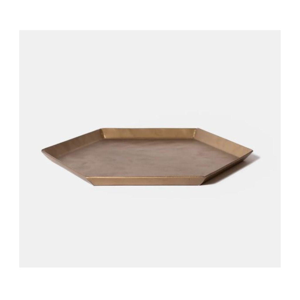 Hammered Metal Hexagonal Serving Tray