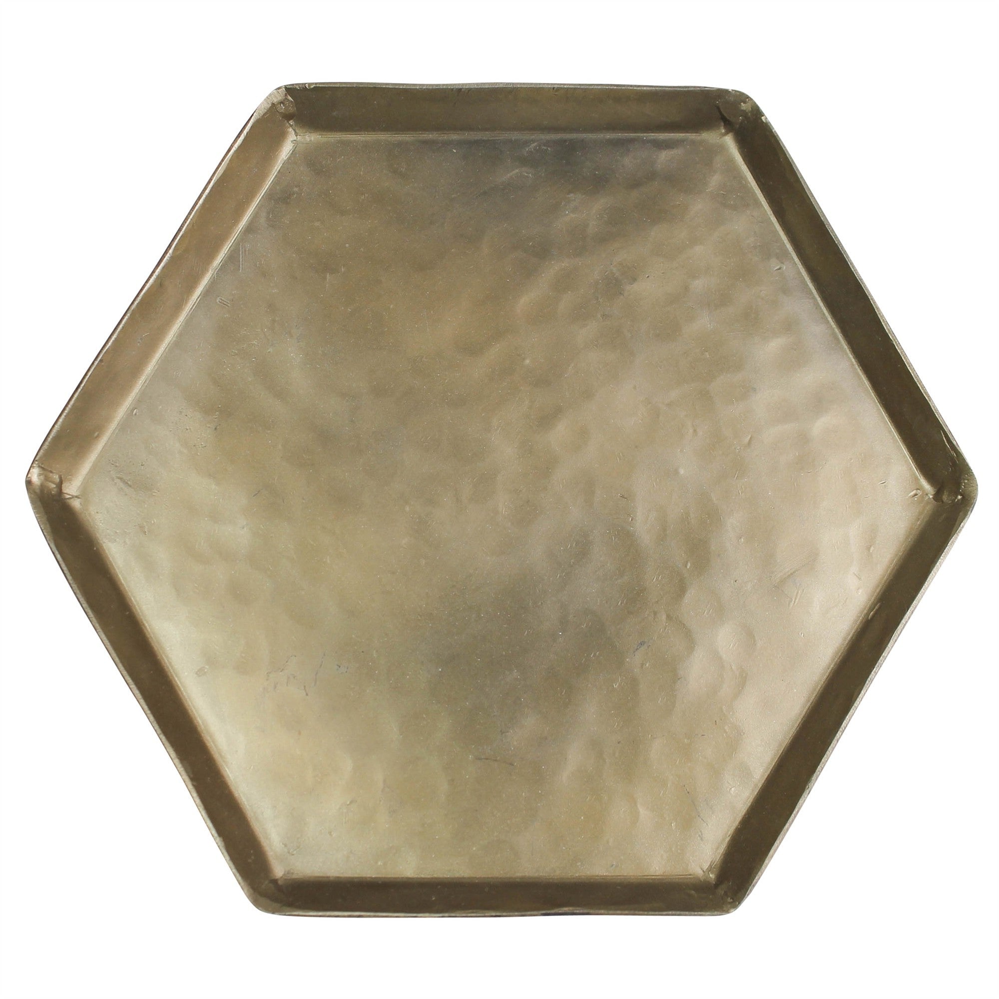 Hammered Metal Hexagonal Serving Tray