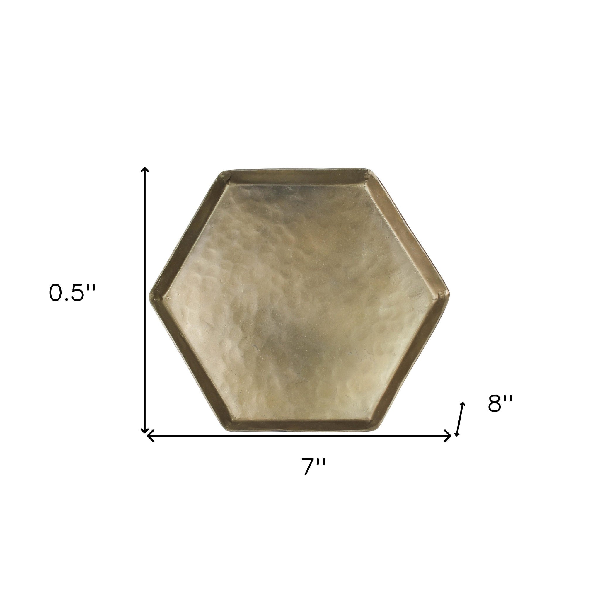 Hammered Metal Hexagonal Serving Tray