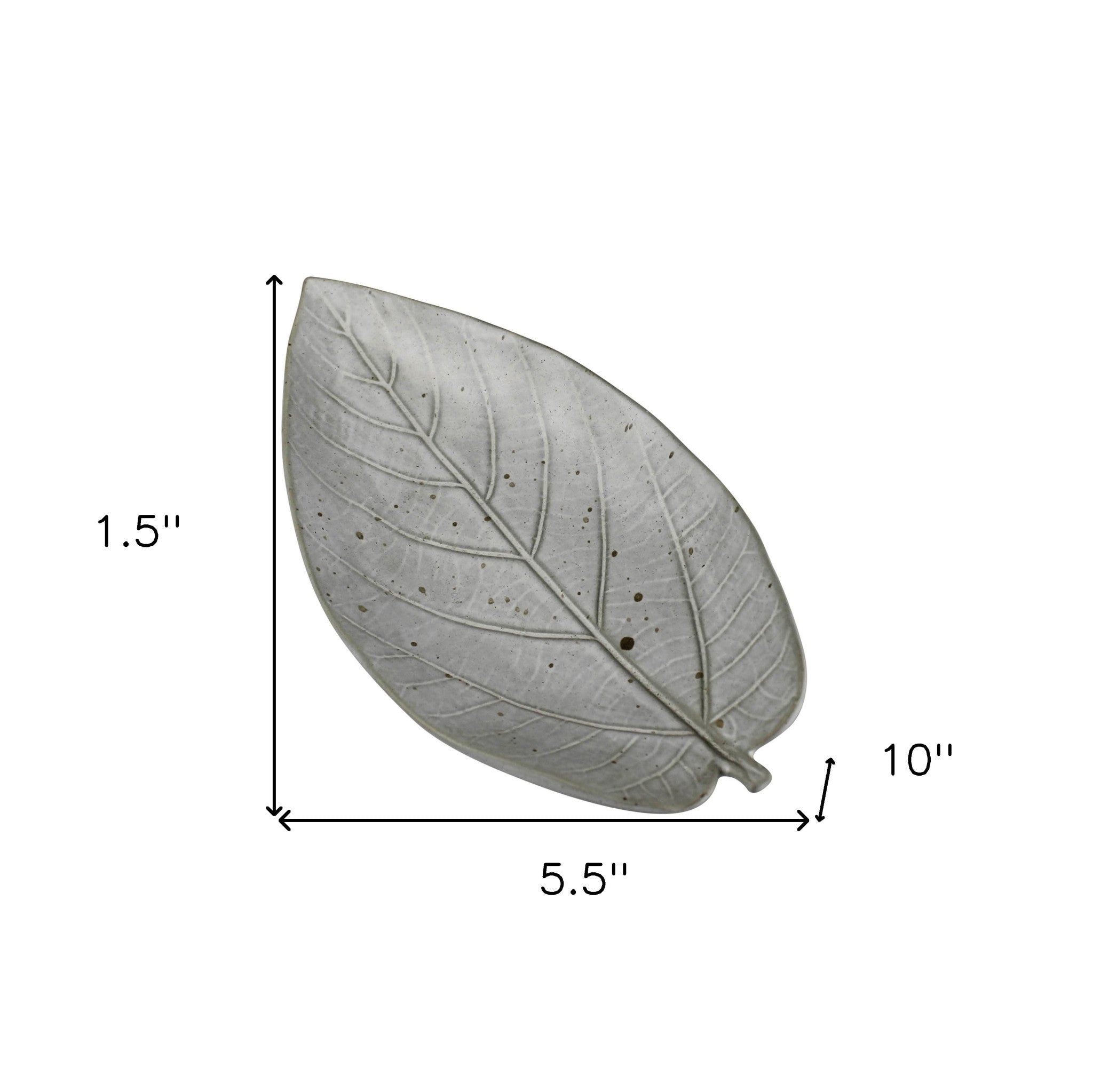 Gray Begonia Leaf Ceramic Serving Tray