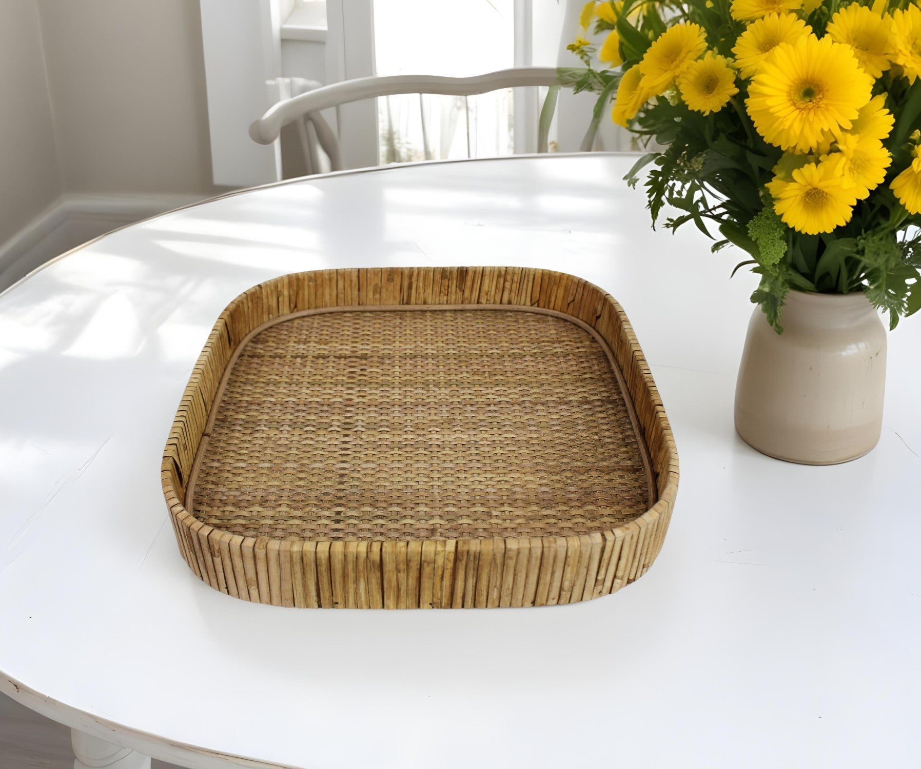 Jumbo Braided Bamboo Square Tray