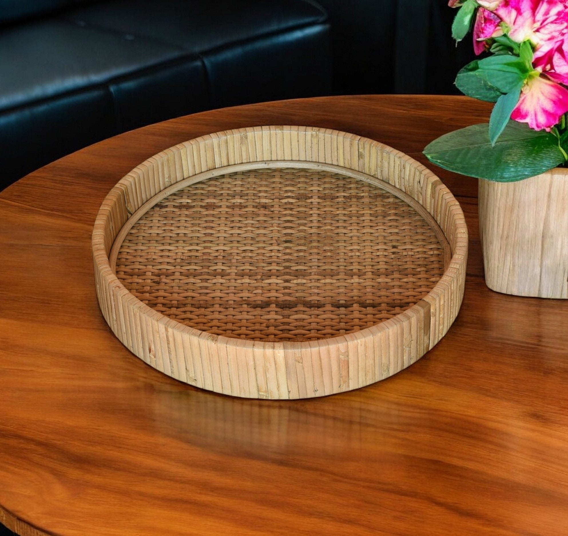 Petite Braided Bamboo Round Tray