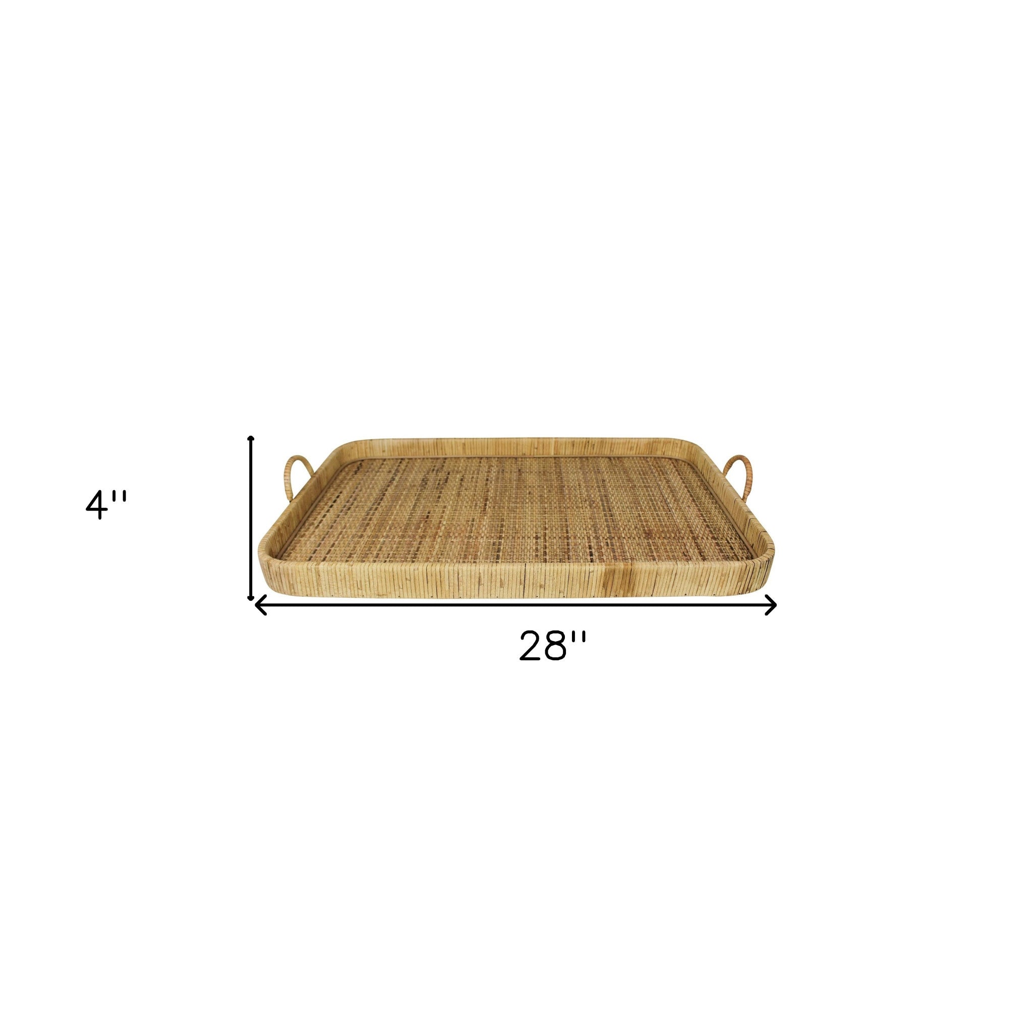 28" Natural Earthenware Indoor Outdoor Tray With Handles