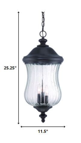 XL Three Light Matte Black Urn Shaped Hanging Light