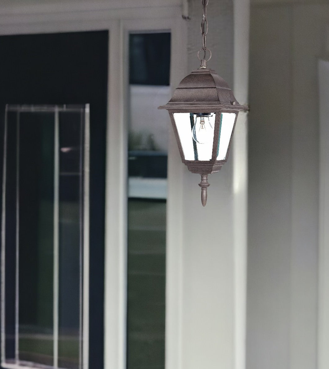 Antique Brown Beveled Glass Outdoor Hanging Light