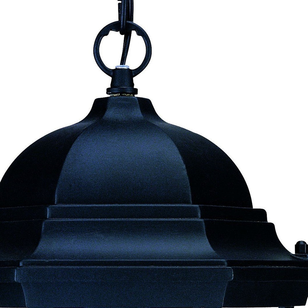 Matte Black Domed Glass Lantern Hanging Light