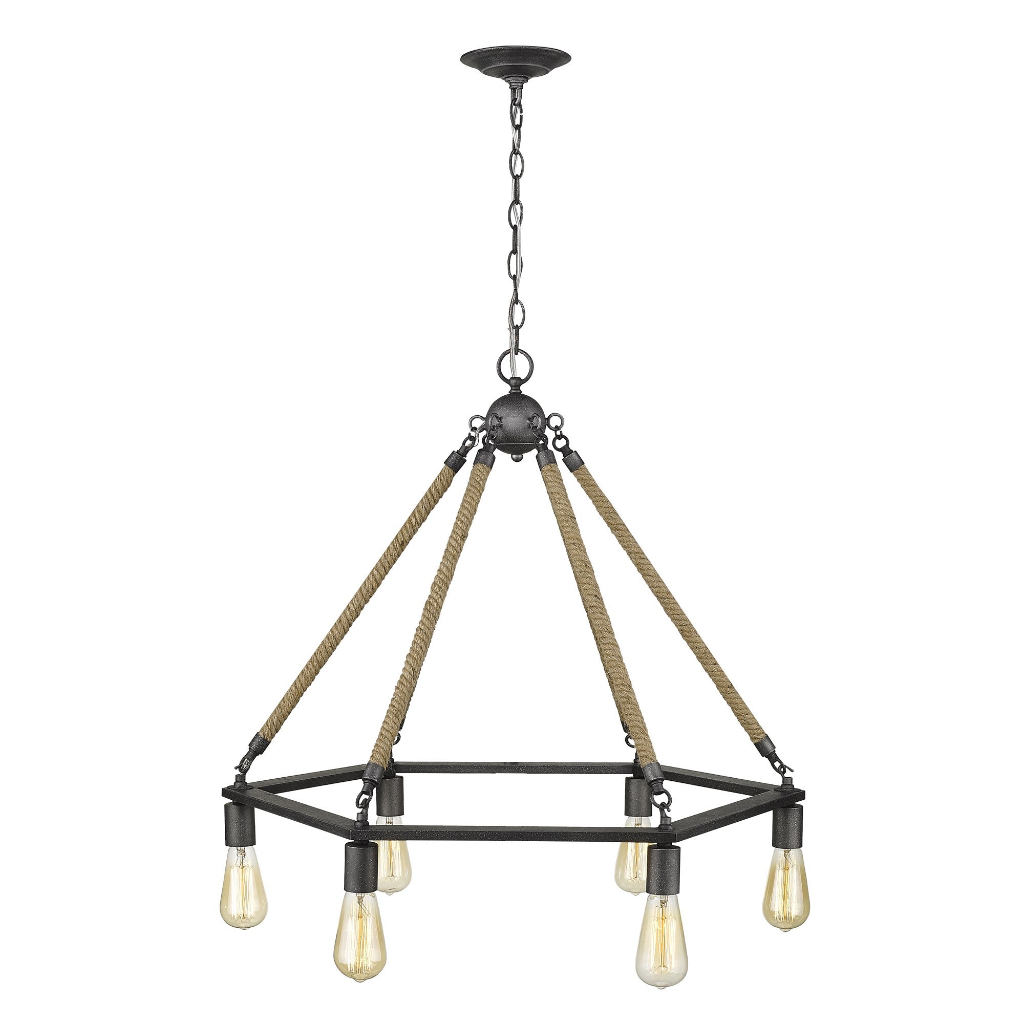 Brown and Black Six Light Metal Dimmable Chandelier