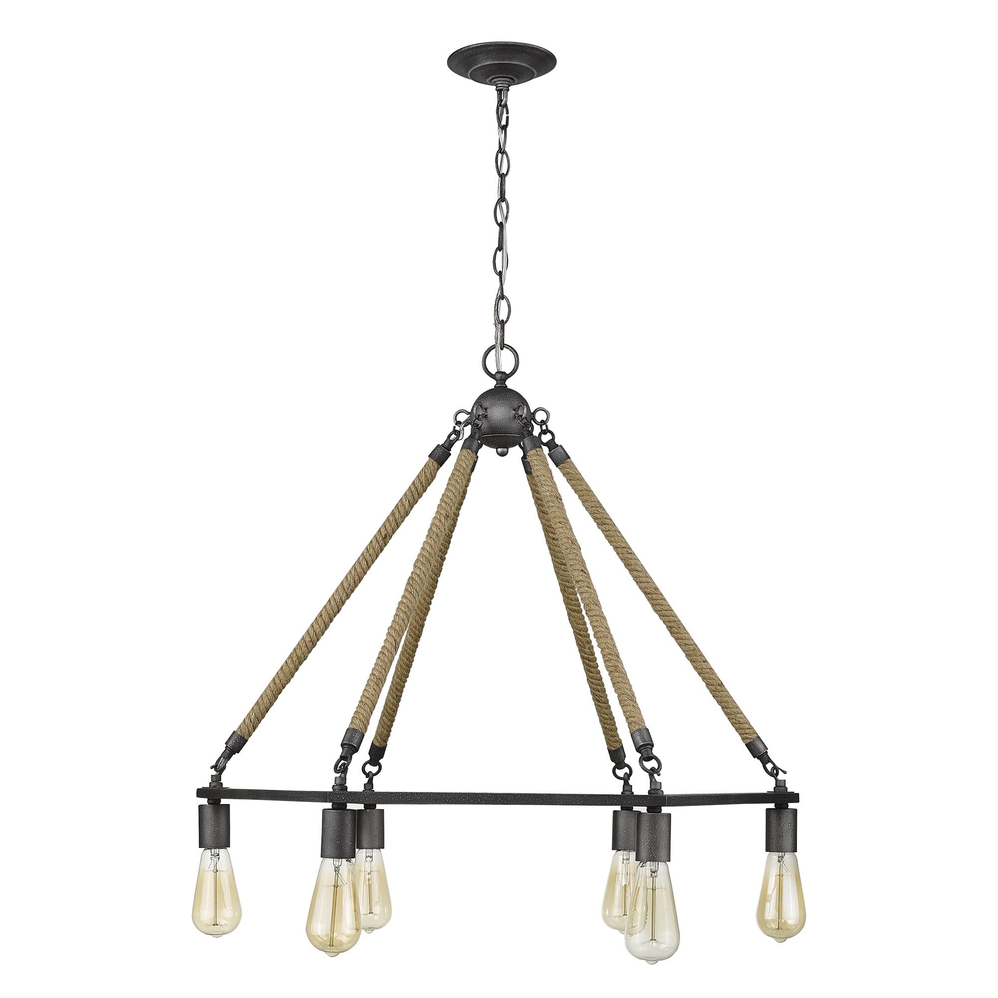 Brown and Black Six Light Metal Dimmable Chandelier