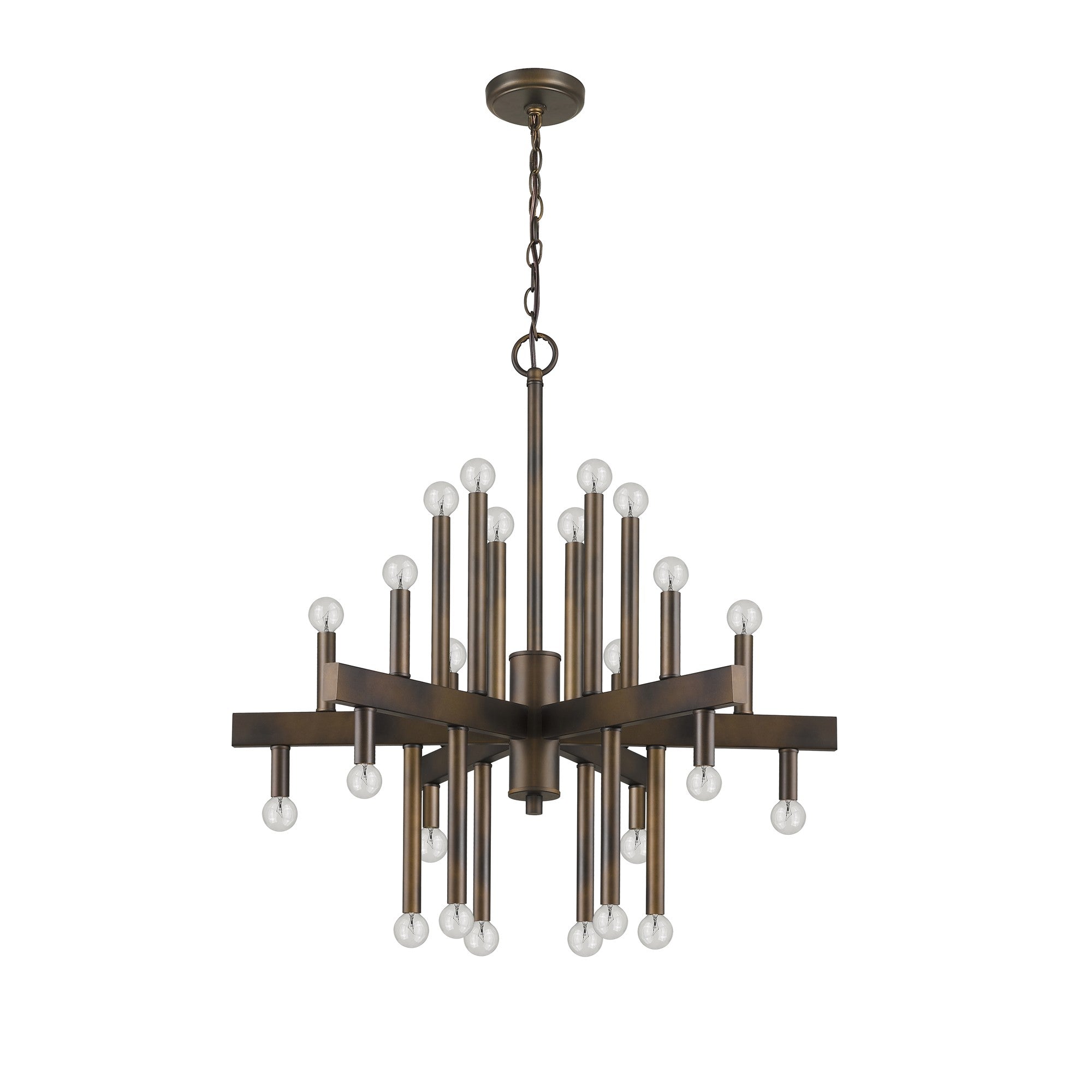 Brown Candle Style Multi Light Metal Dimmable Chandelier