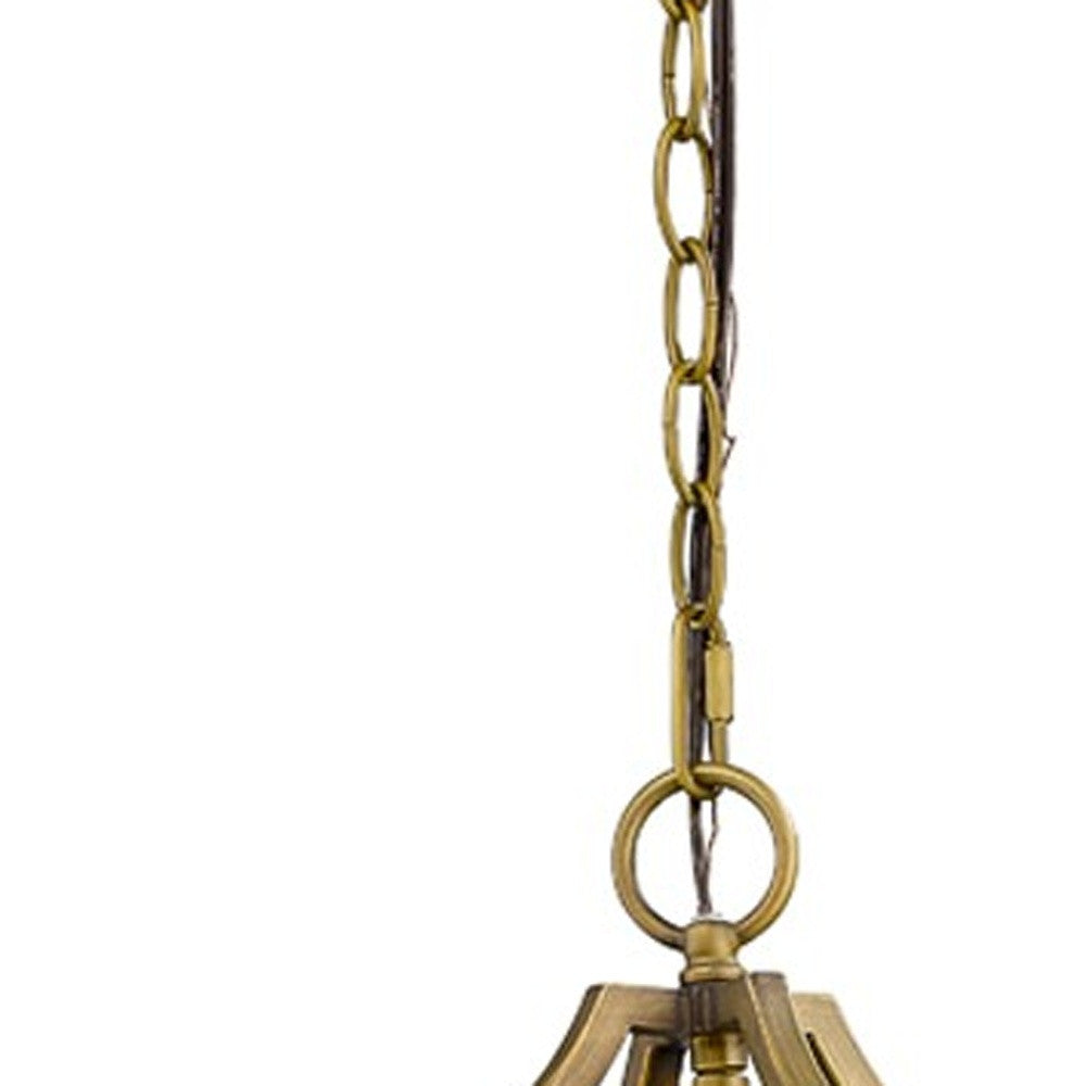 Brass Candle Style Four Light Metal and Crystals Dimmable Chandelier