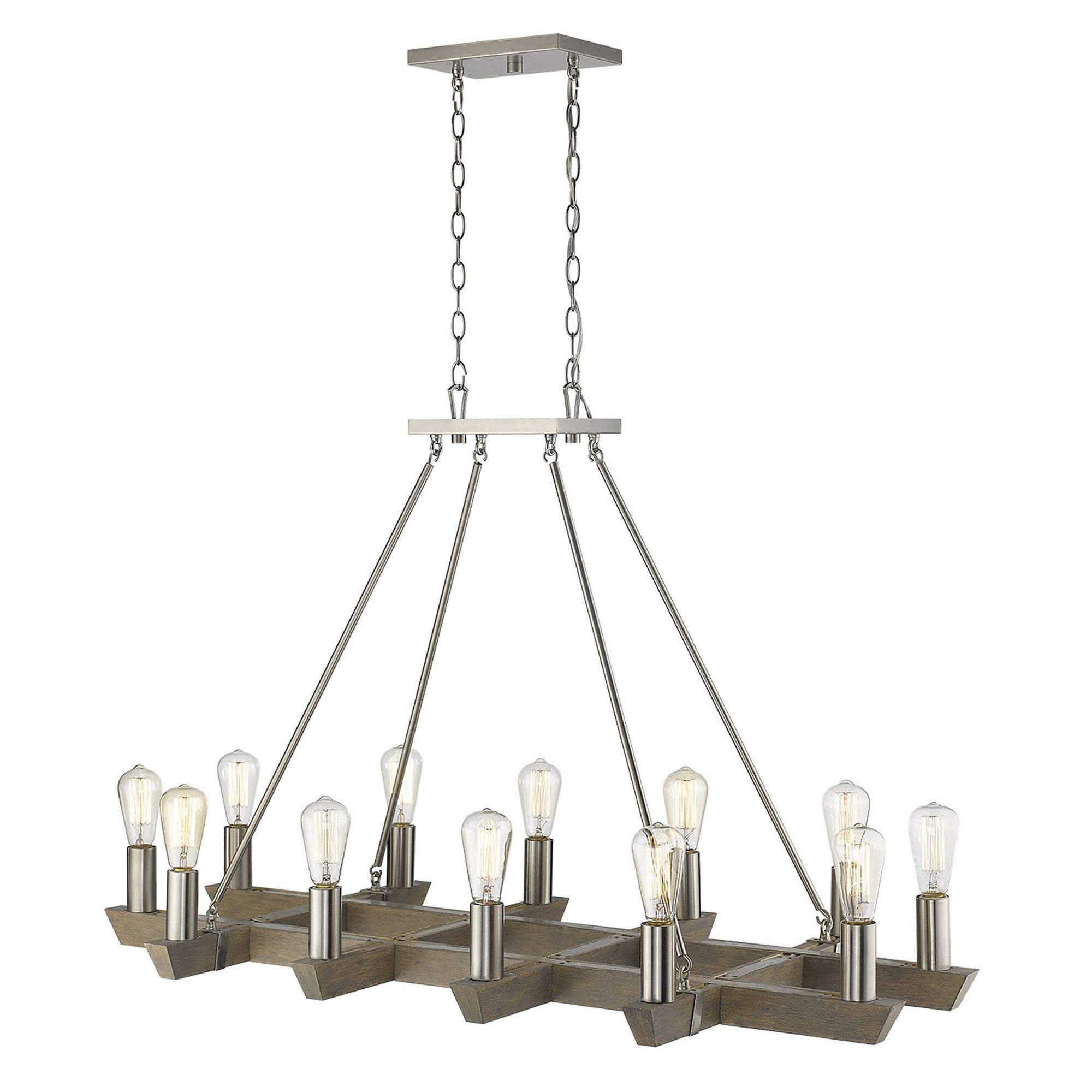 Silver Kitchen Island Twelve Light Metal Dimmable Chandelier