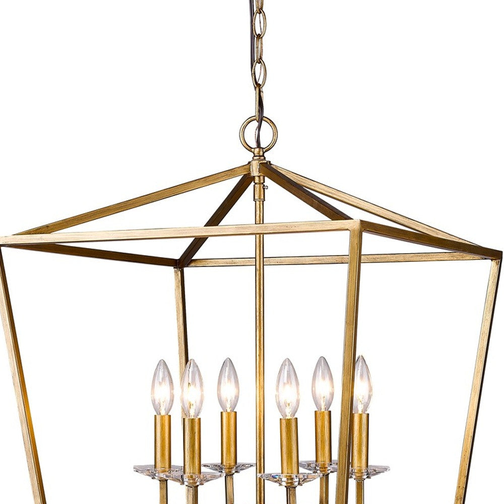 Kennedy 6-Light Antique Gold Foyer Pendant With Crystal Bobeches