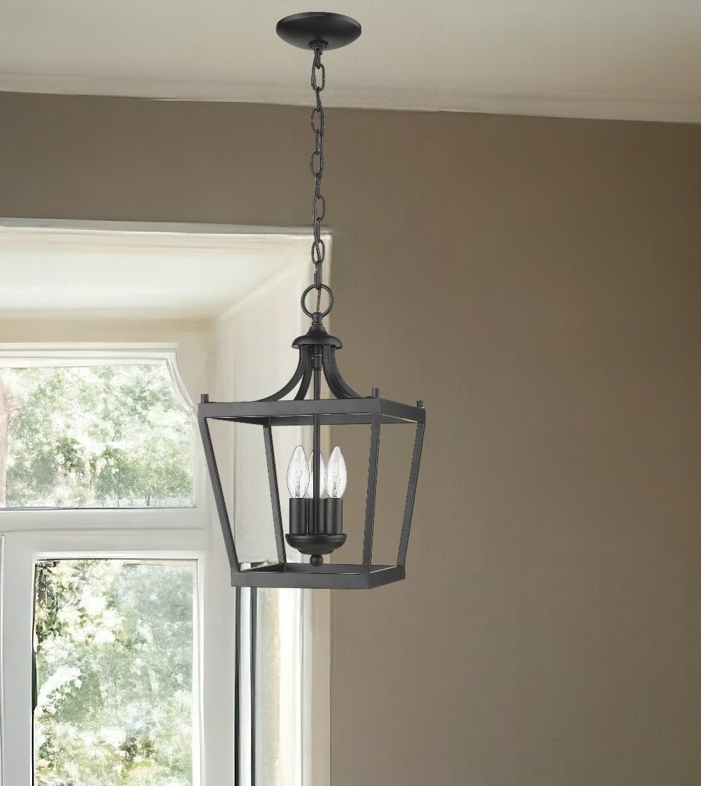 Vintage Black Metal Tapered Hanging Light