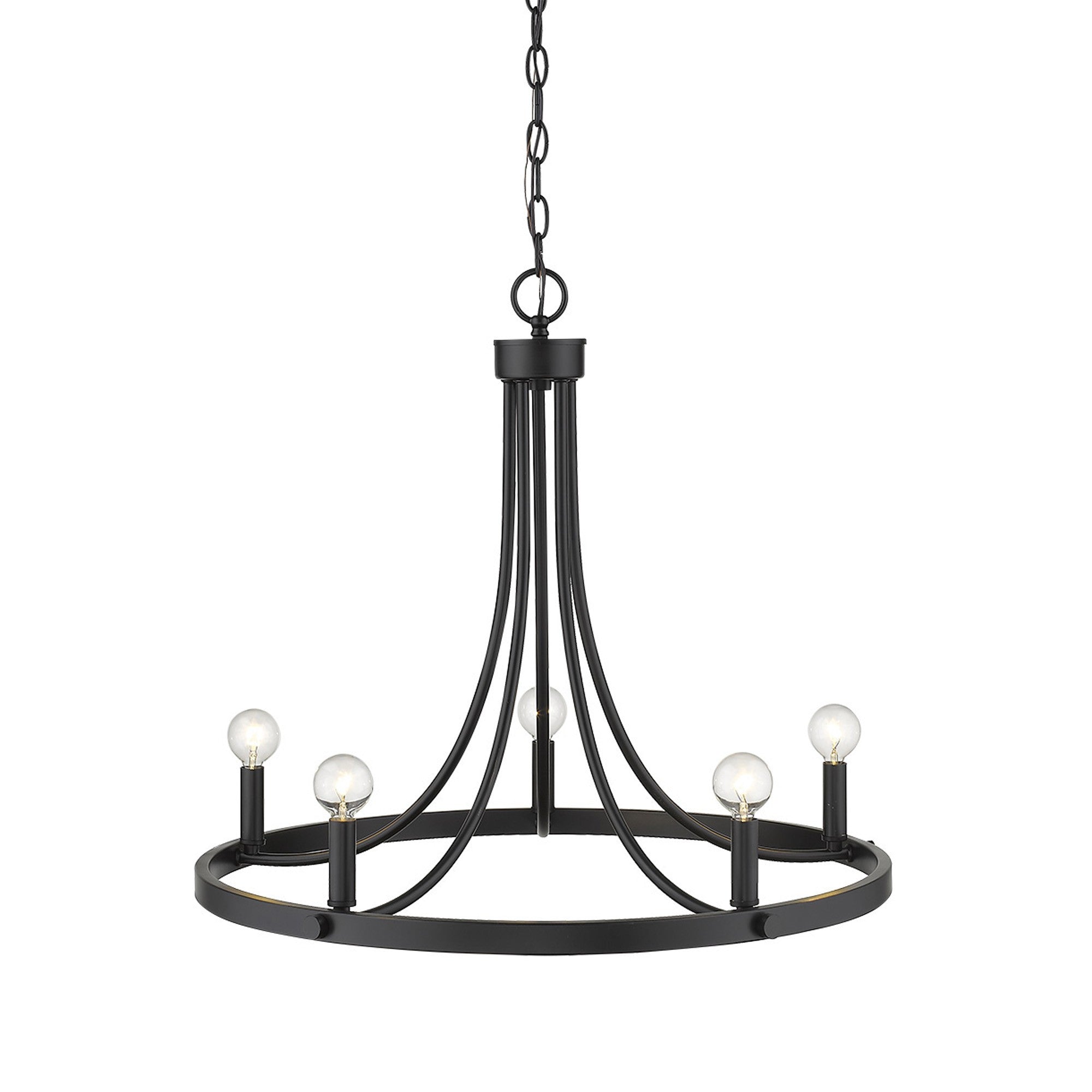 Black Candle Style Five Light Metal Dimmable Chandelier