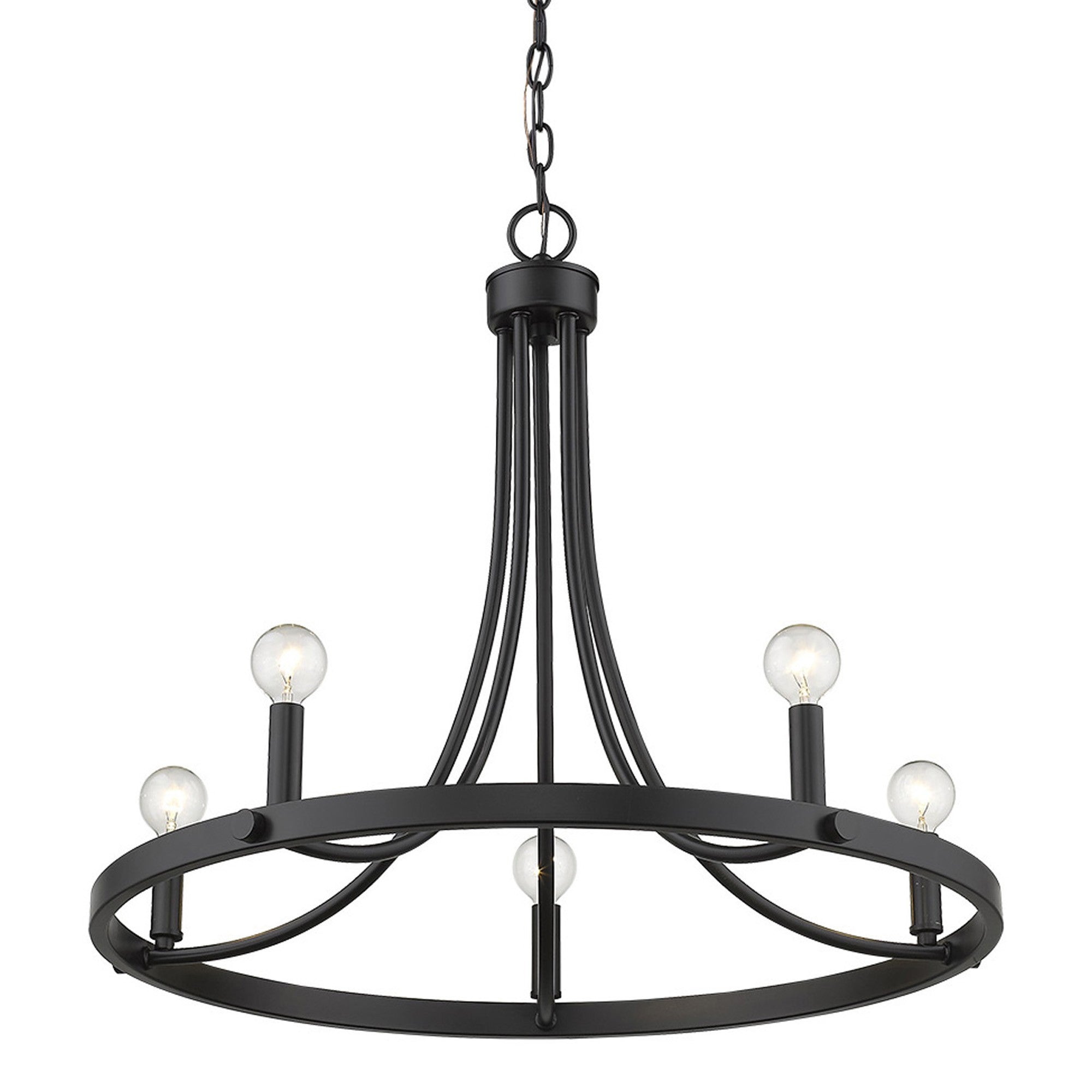 Black Candle Style Five Light Metal Dimmable Chandelier