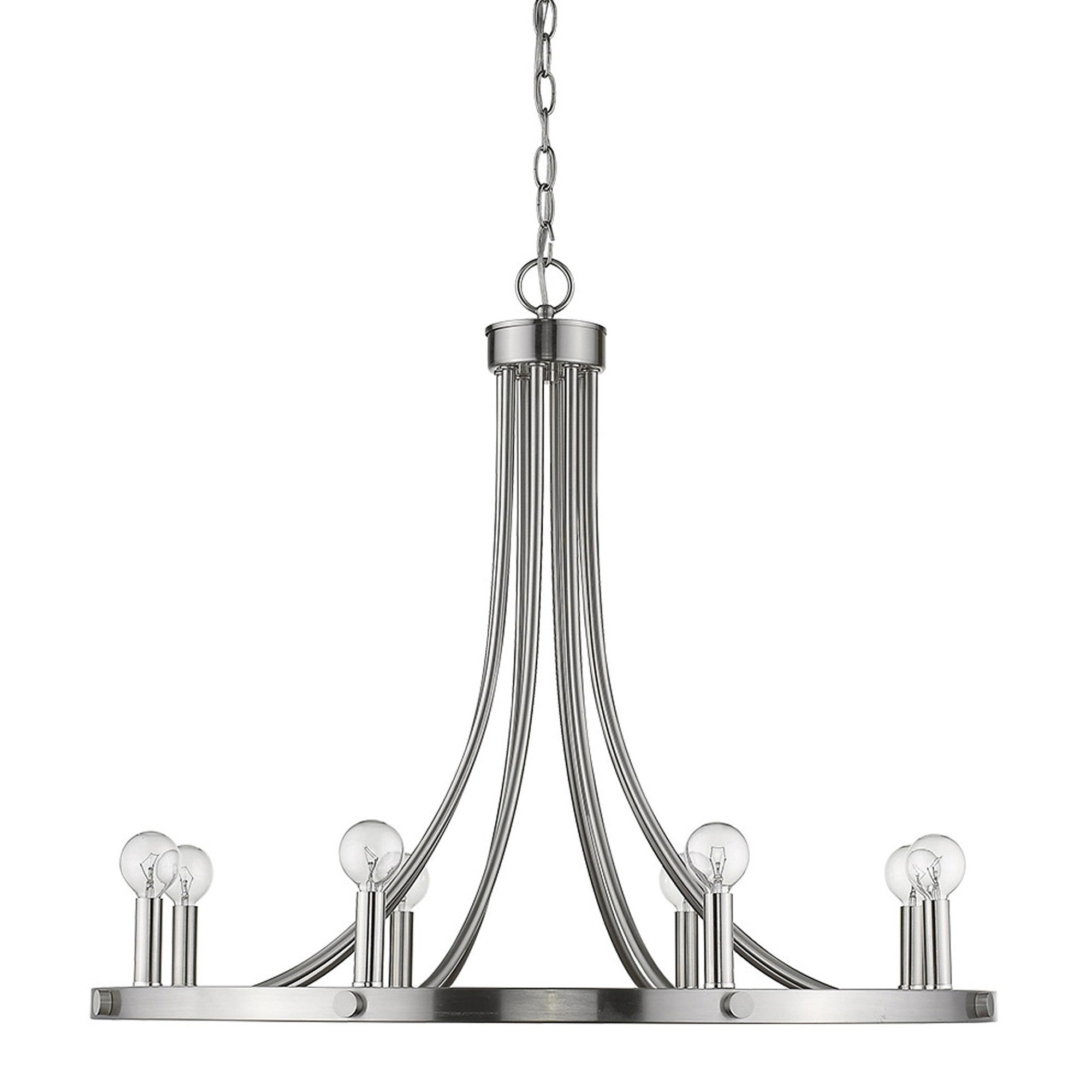 Silver Candle Style Eight Light Metal Dimmable Chandelier