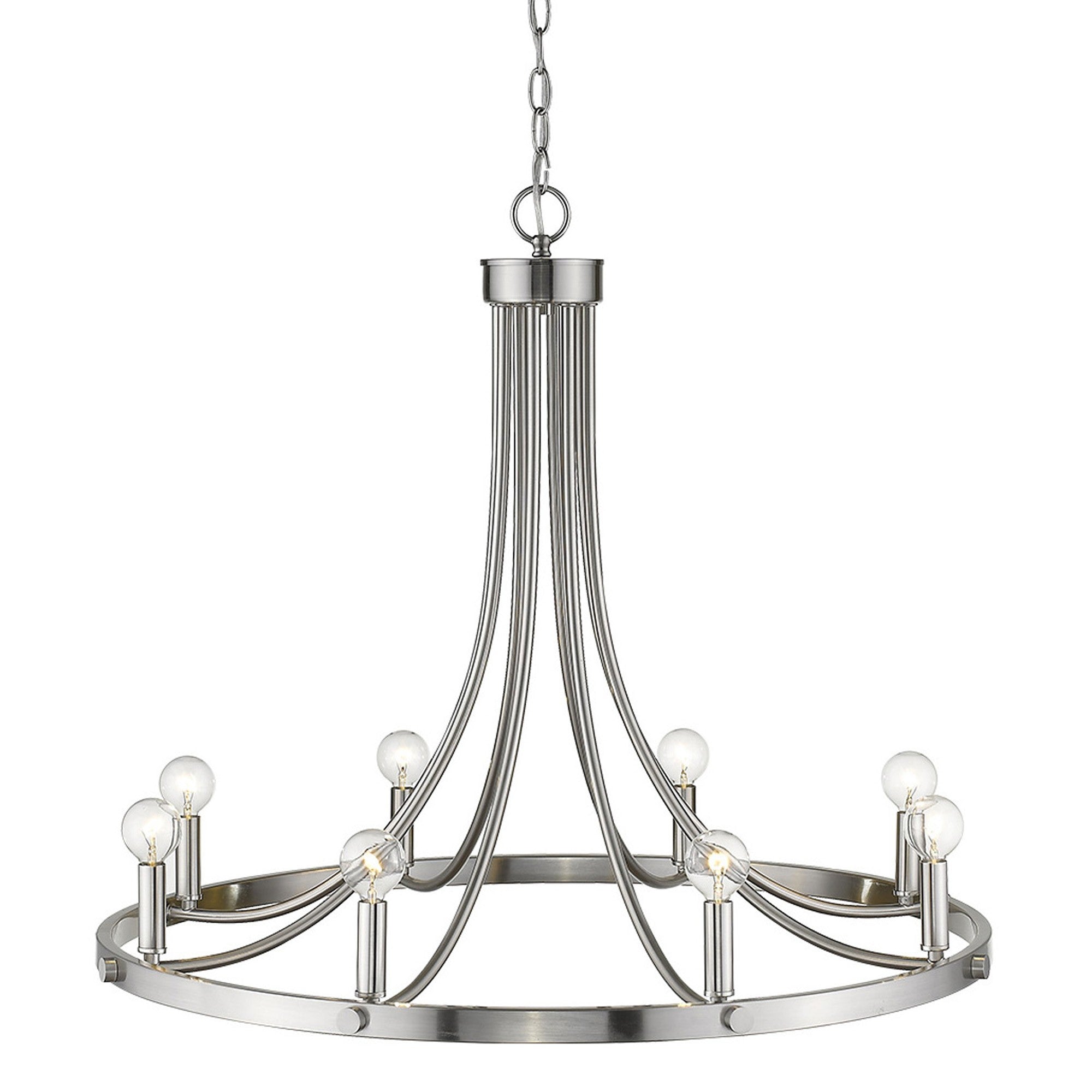 Silver Candle Style Eight Light Metal Dimmable Chandelier