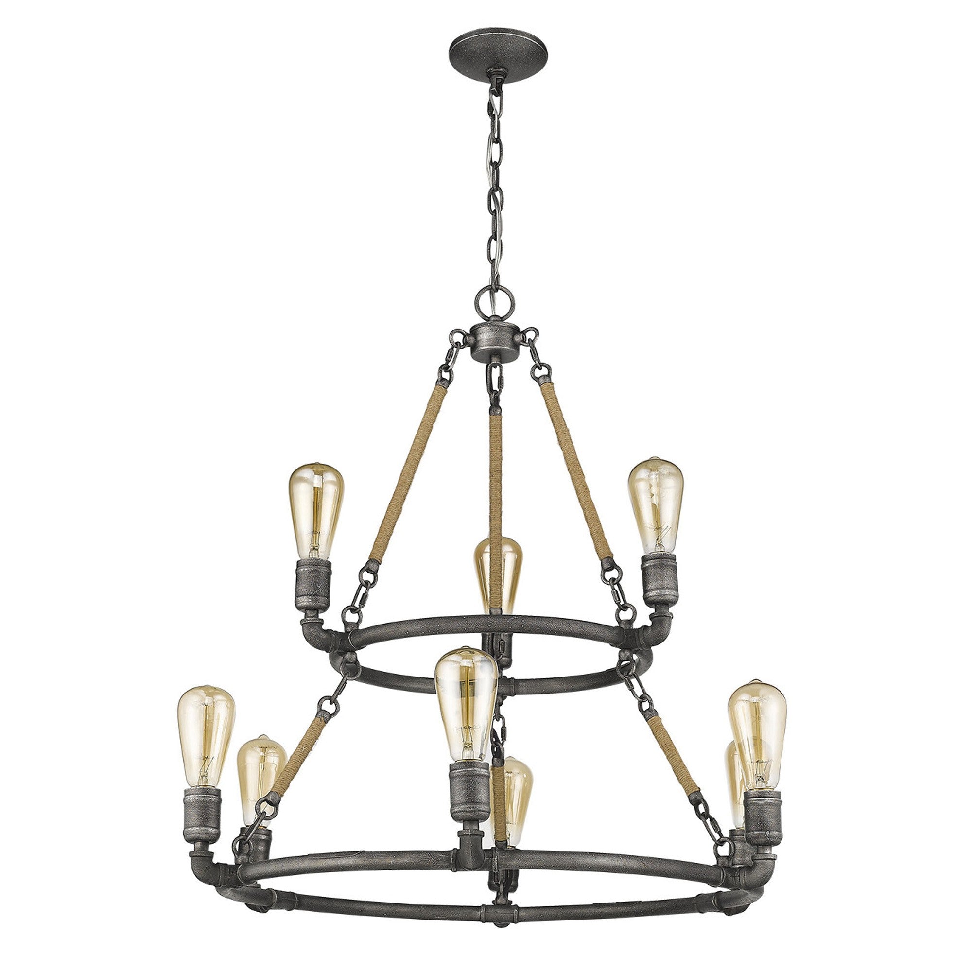 Brown and Black Nine Light Metal Dimmable Chandelier