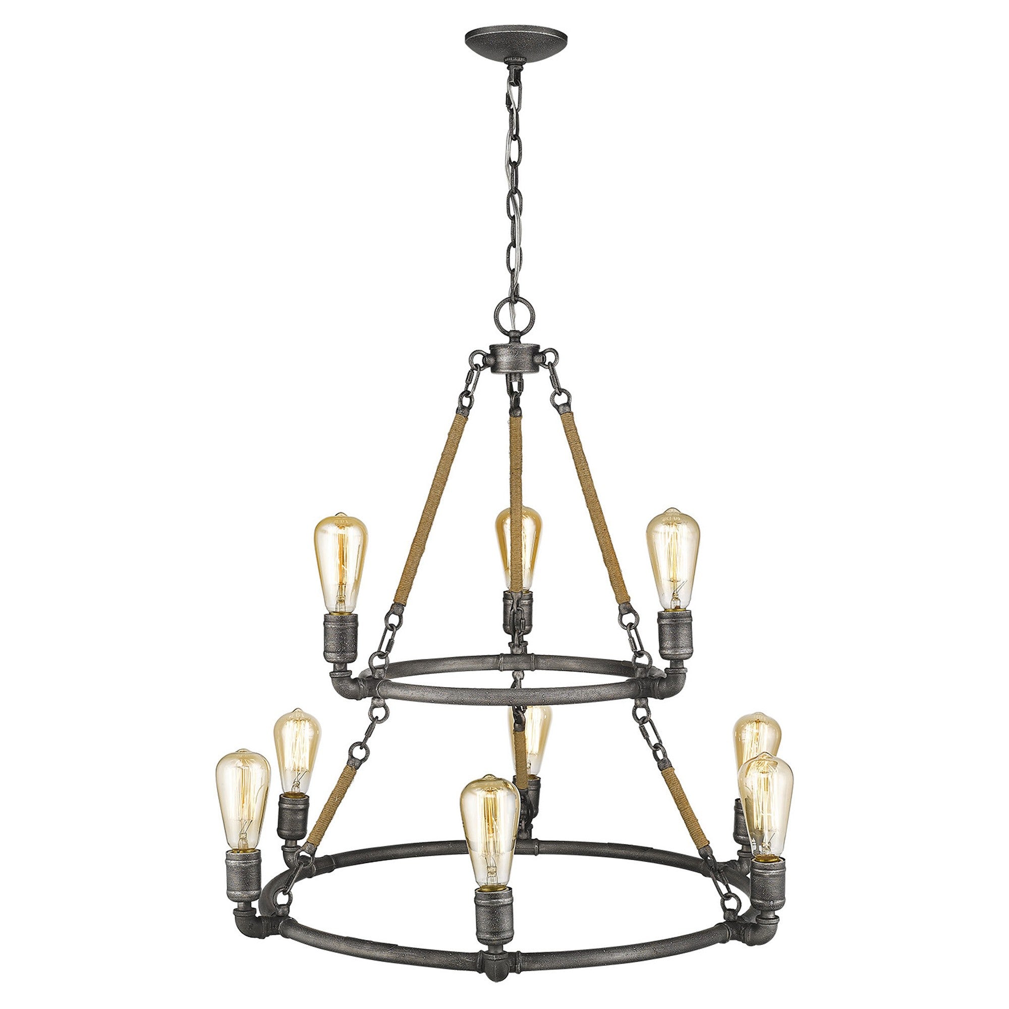 Brown and Black Nine Light Metal Dimmable Chandelier