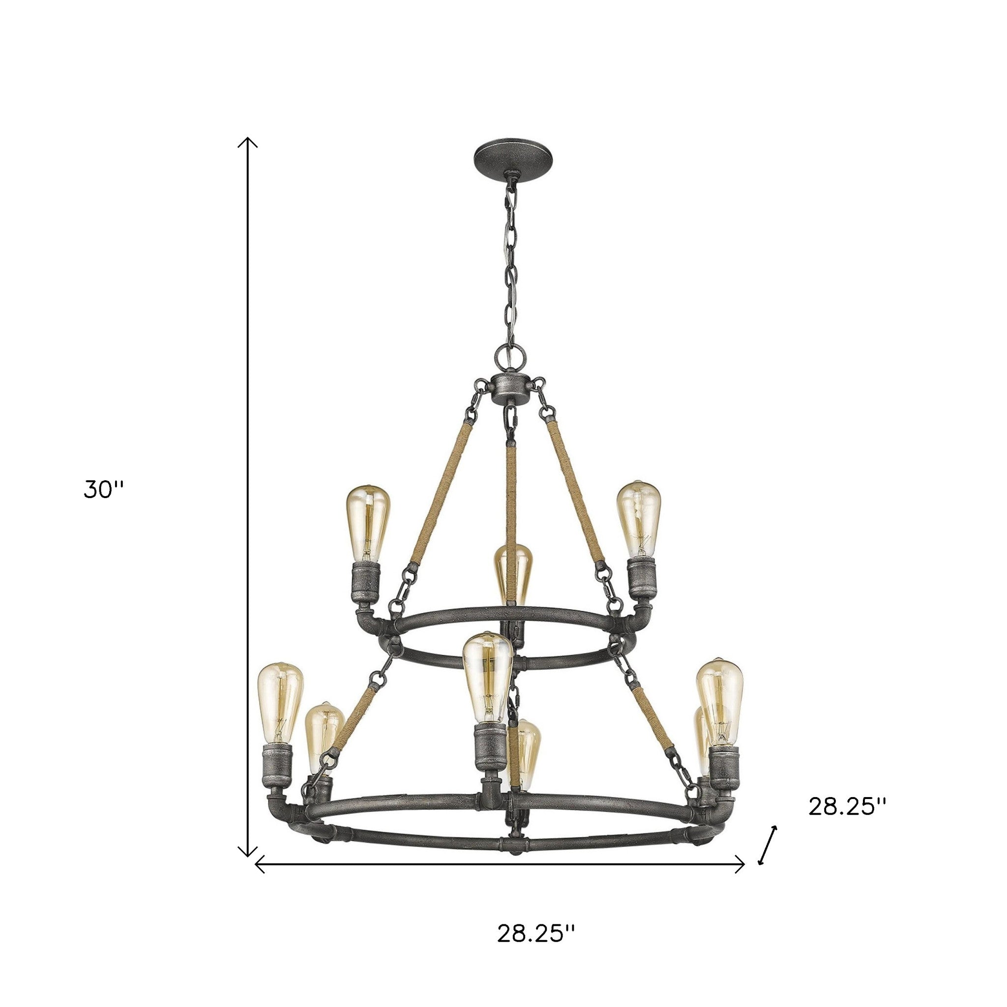 Brown and Black Nine Light Metal Dimmable Chandelier