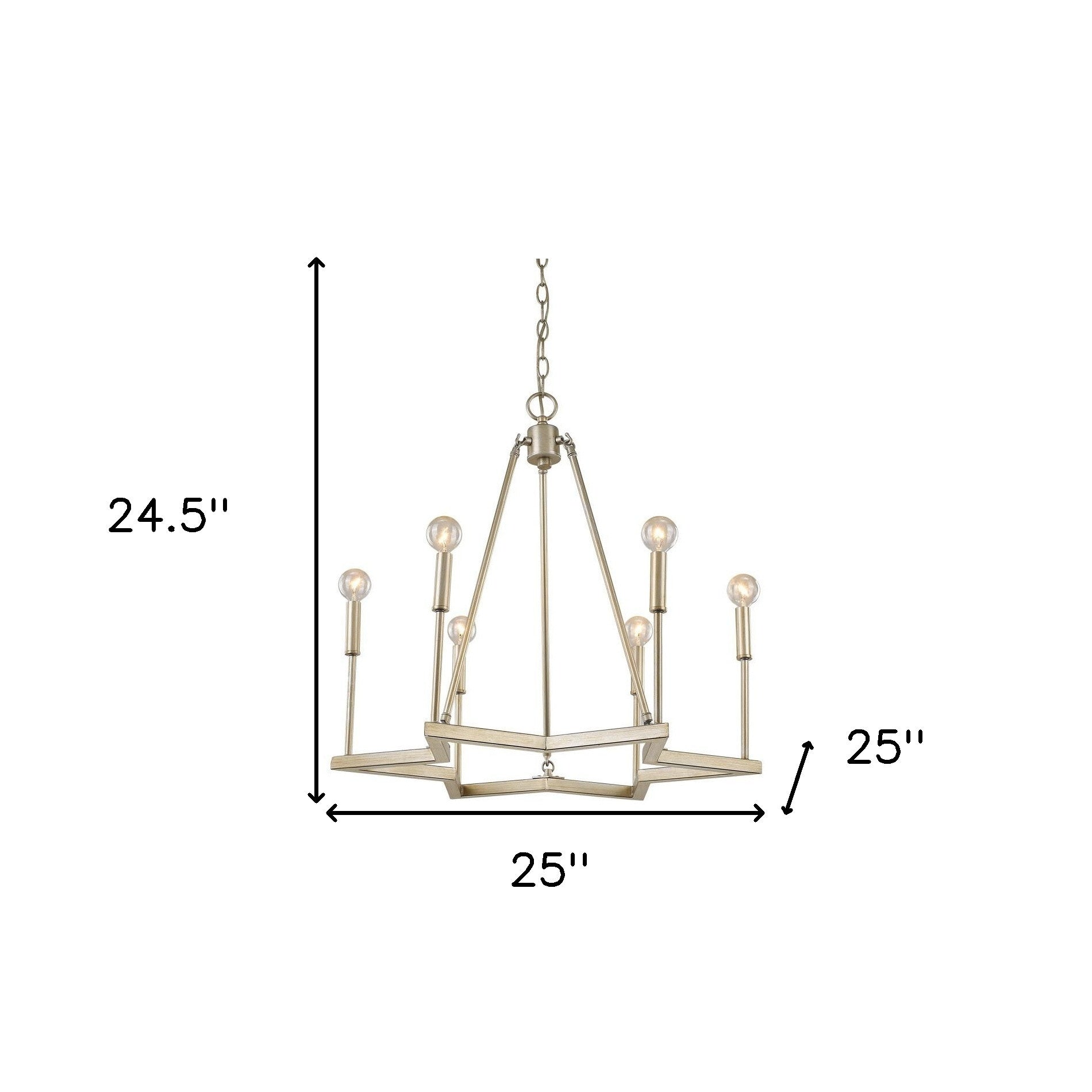 Gold Candle Style Six Light Metal Dimmable Chandelier