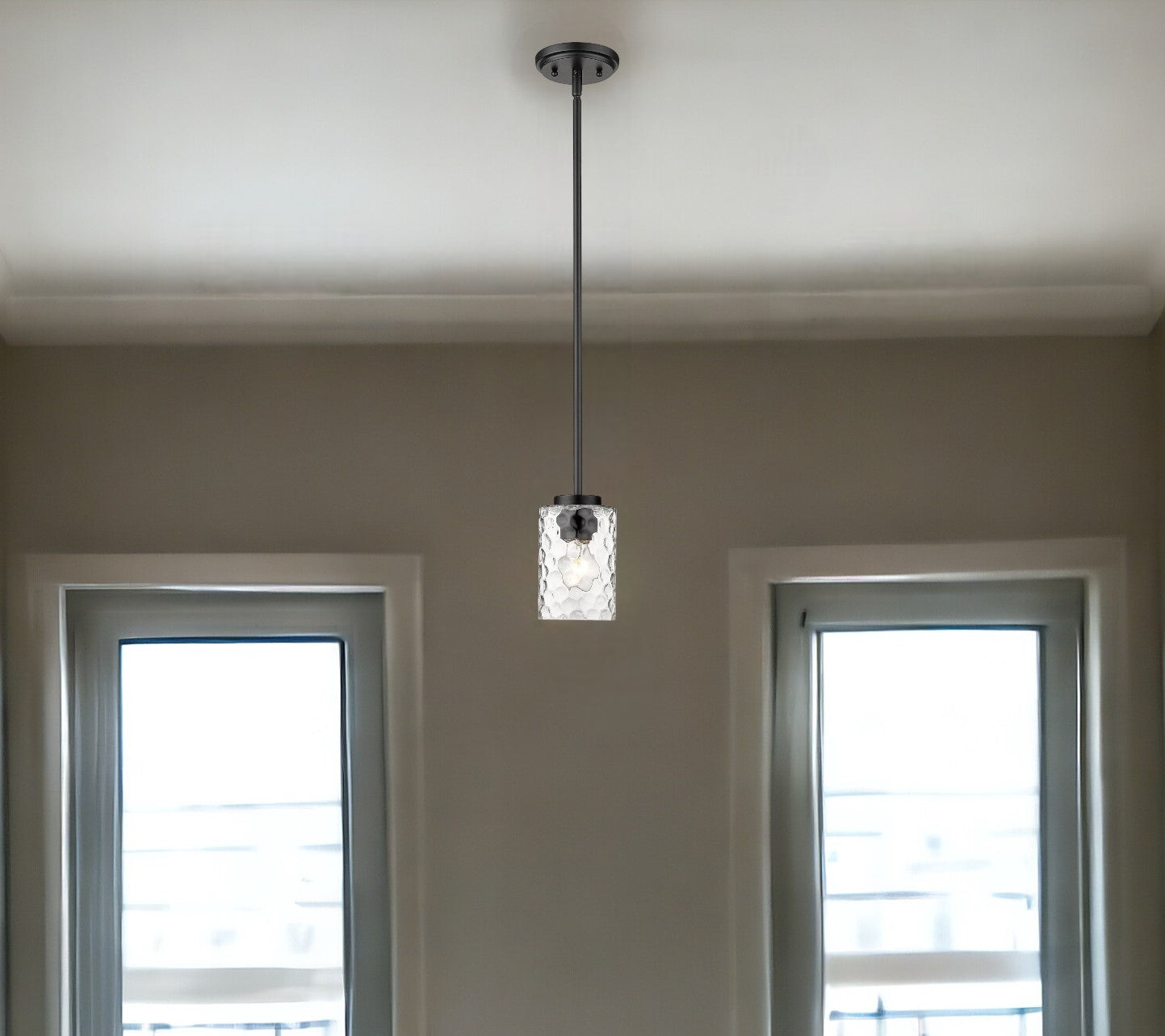 Black Metal and Glass Mini Pendant Hanging Light