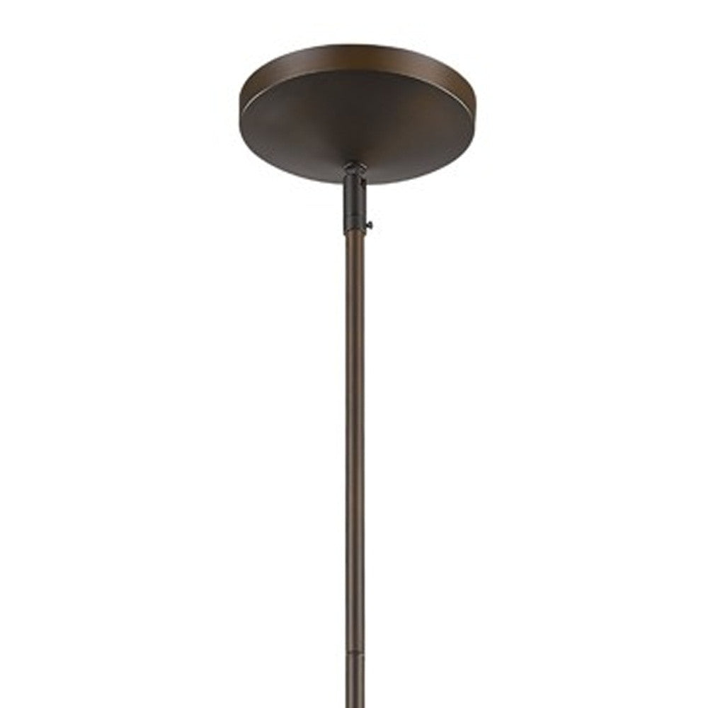 Greta 1-Light Oil-Rubbed Bronze Pendant With Gloss White Interior And Etched Glass Shade