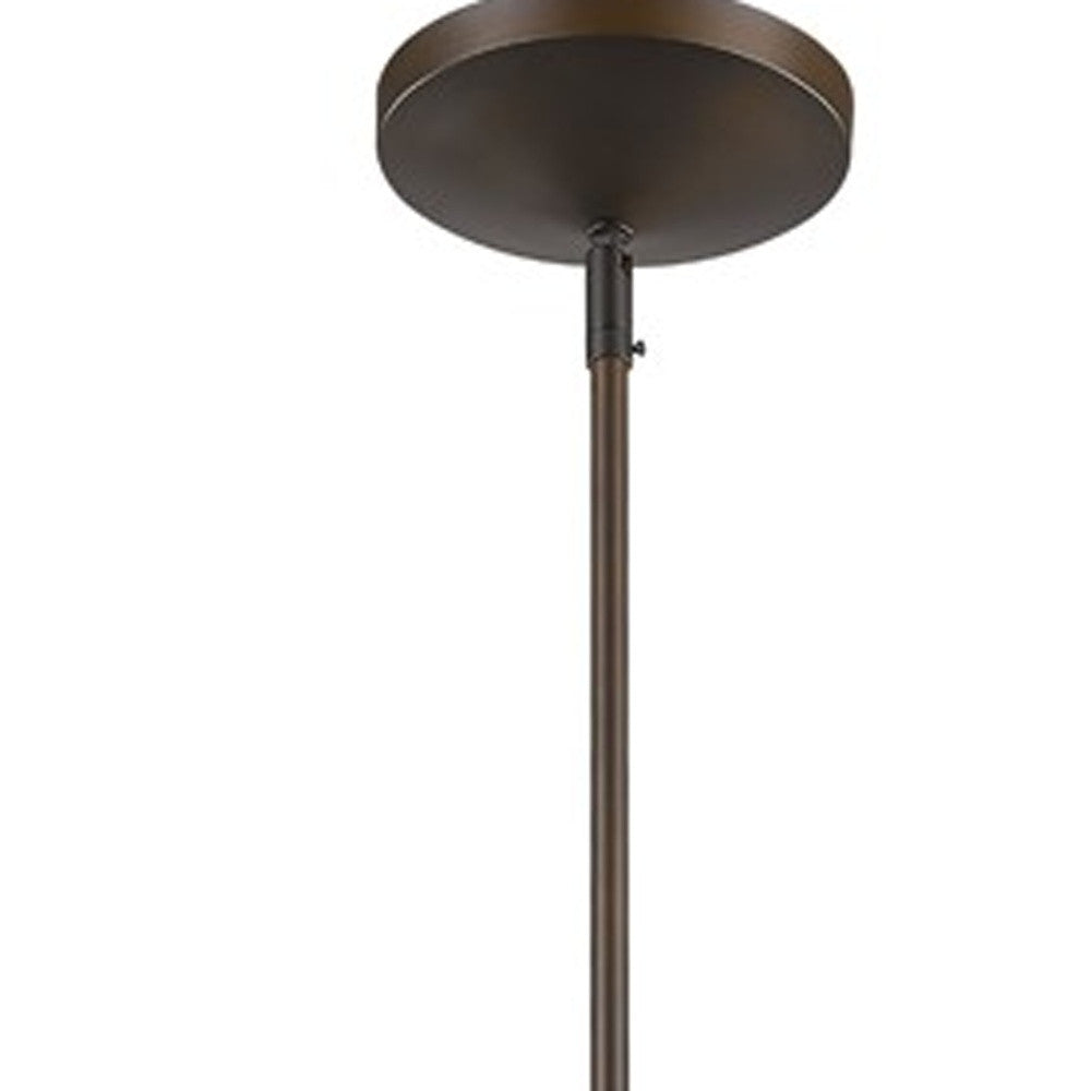 Greta 1-Light Oil-Rubbed Bronze Pendant With Gloss White Interior And Etched Glass Shade