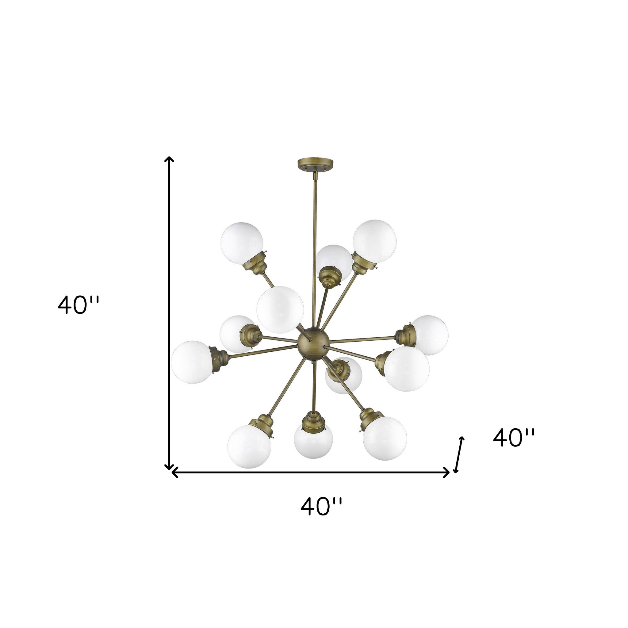 Bronze Sputnik Twelve Light Frosted Metal Dimmable Chandelier With Off White Shades