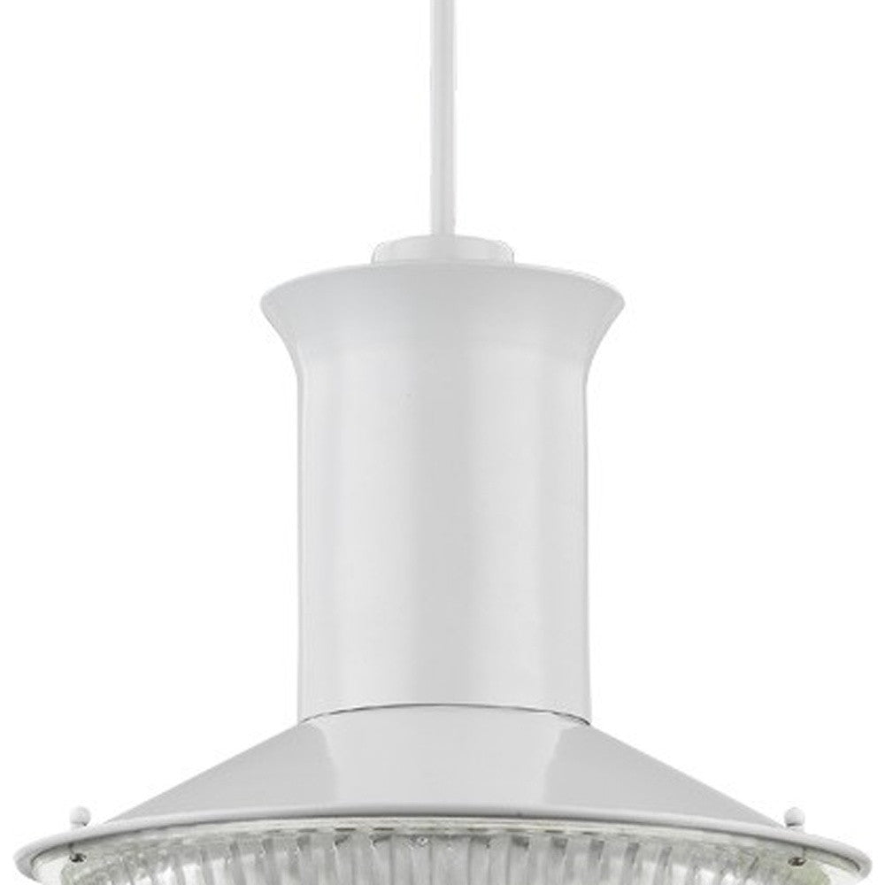 Skylar 1-Light White Pendant With Halophane Glass Shade