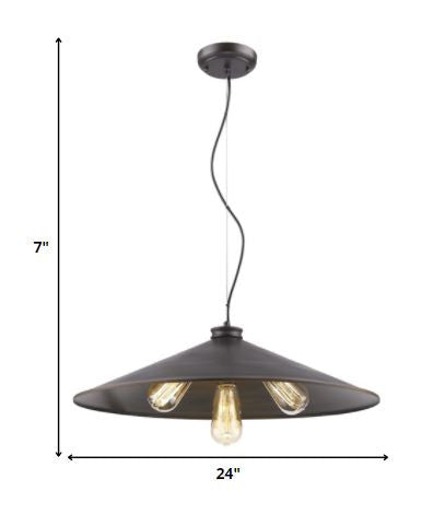 Alcove 4-Light Oil-Rubbed Bronze Pendant With Raw Brass Interior Shade