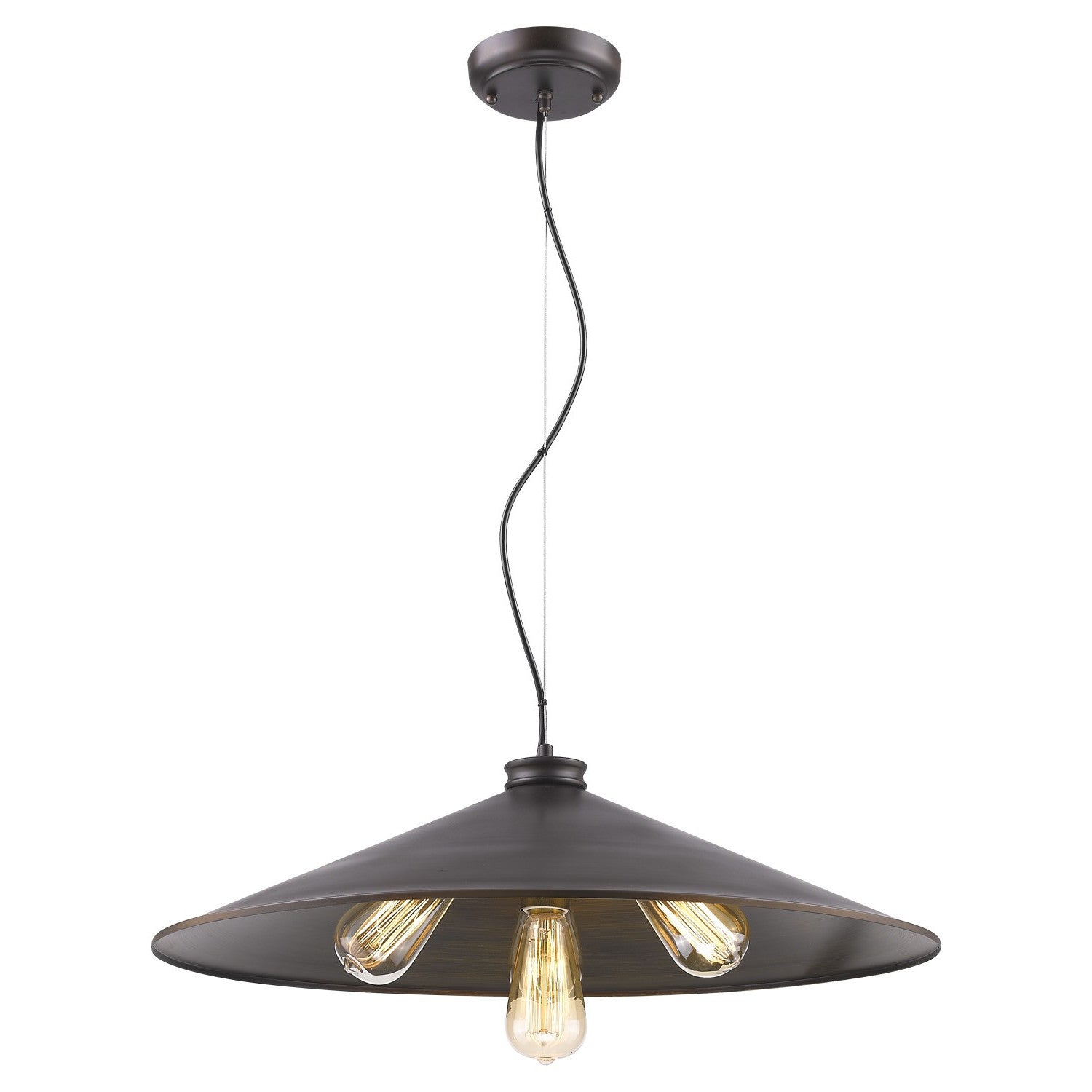 Alcove 4-Light Oil-Rubbed Bronze Pendant With Raw Brass Interior Shade